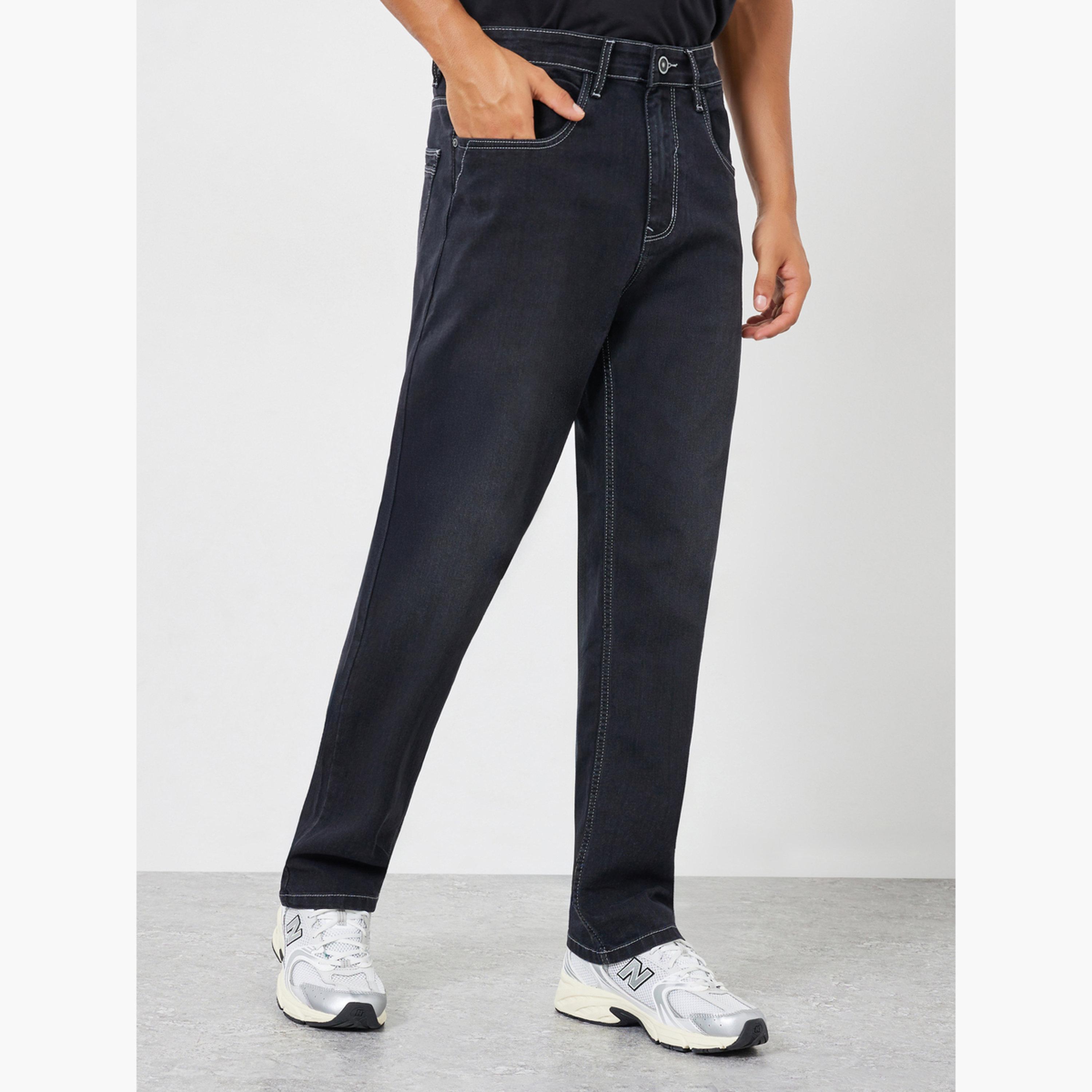 بنطال جينز مغسول قصة مريحة-men-clothing-bottoms-jeans-image-1