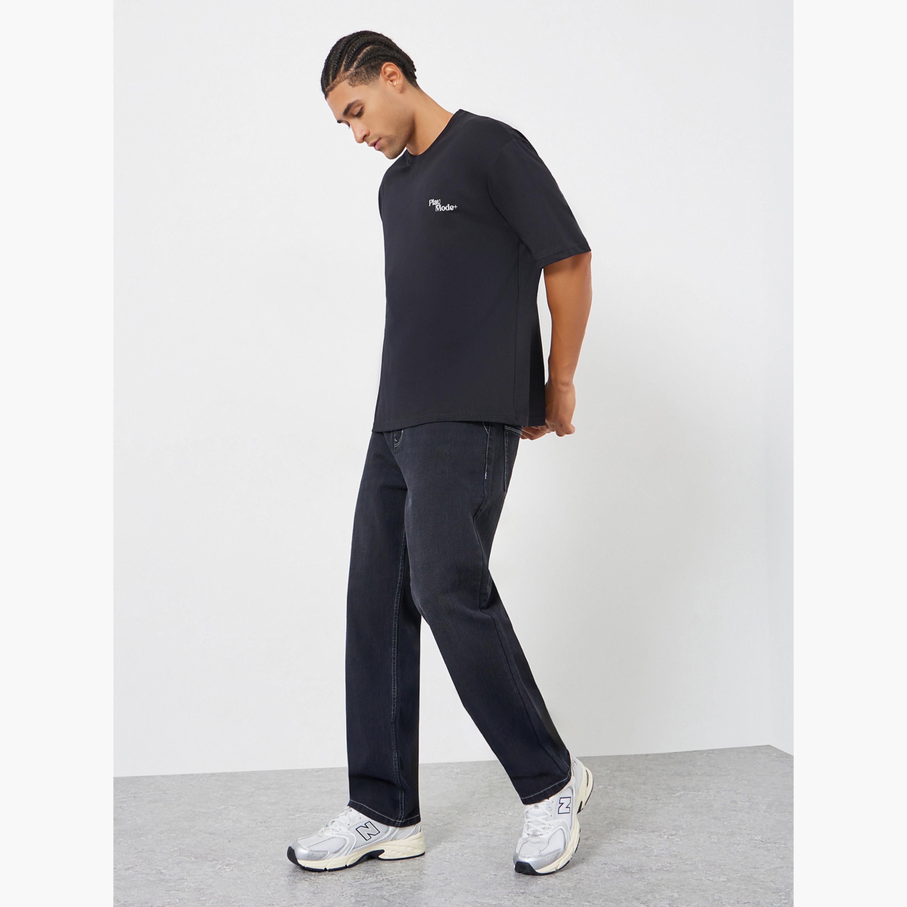 Styli Men Black Washed Relaxed Fit Jeans-men-clothing-bottoms-jeans-image-2