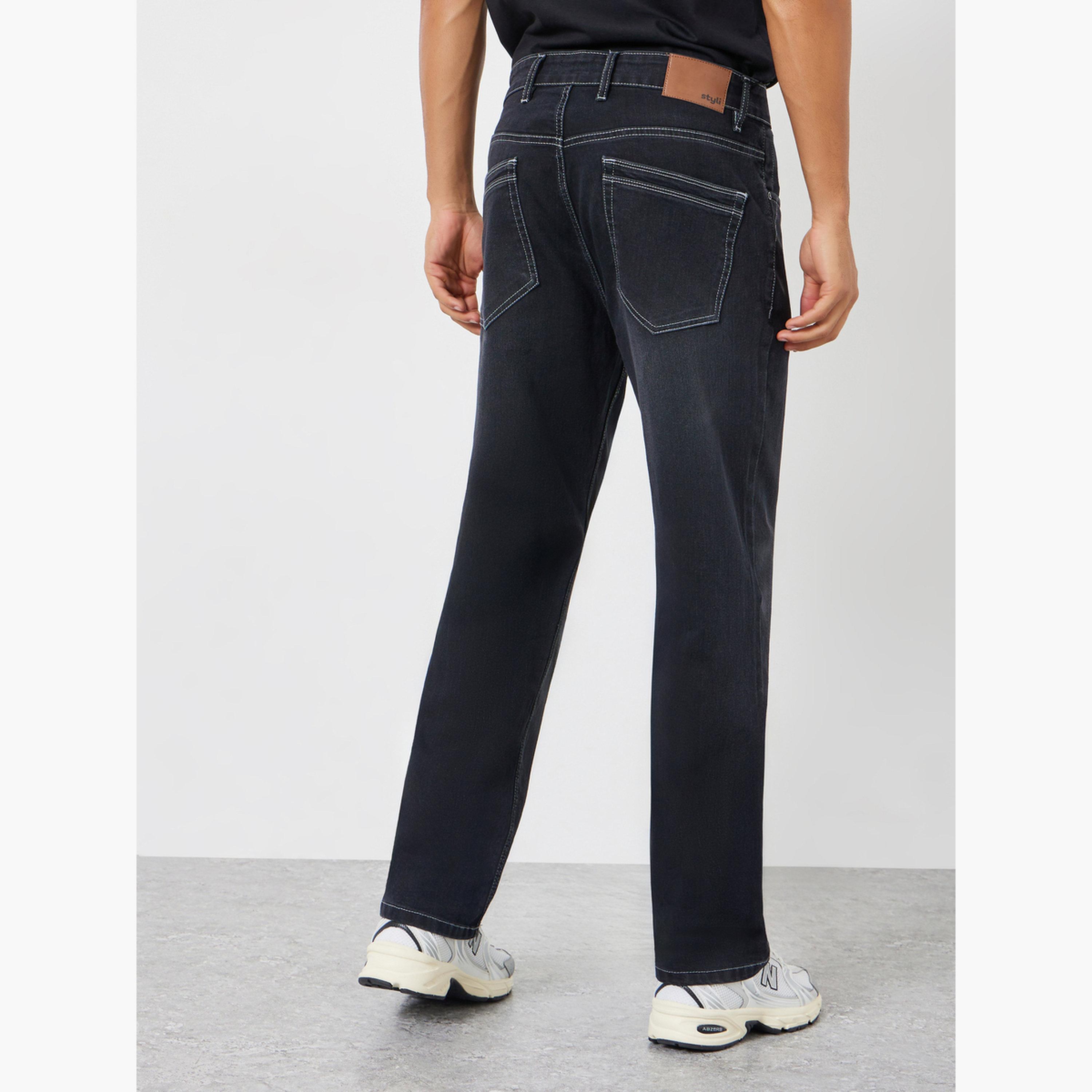 Styli Men Black Washed Relaxed Fit Jeans-men-clothing-bottoms-jeans-image-4
