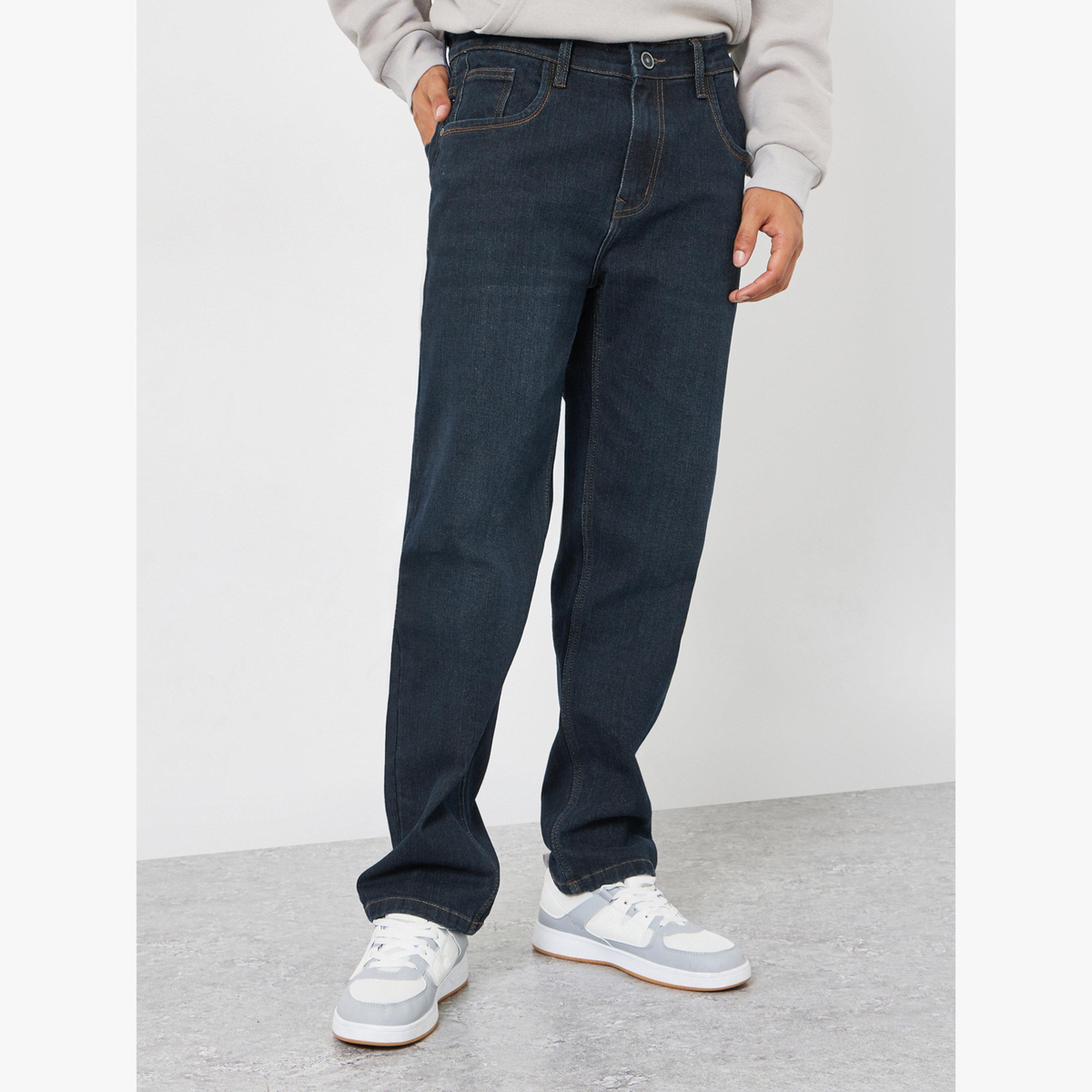 بنطال جينز قصة عادية غسيل داكن-men-clothing-bottoms-jeans-image-1