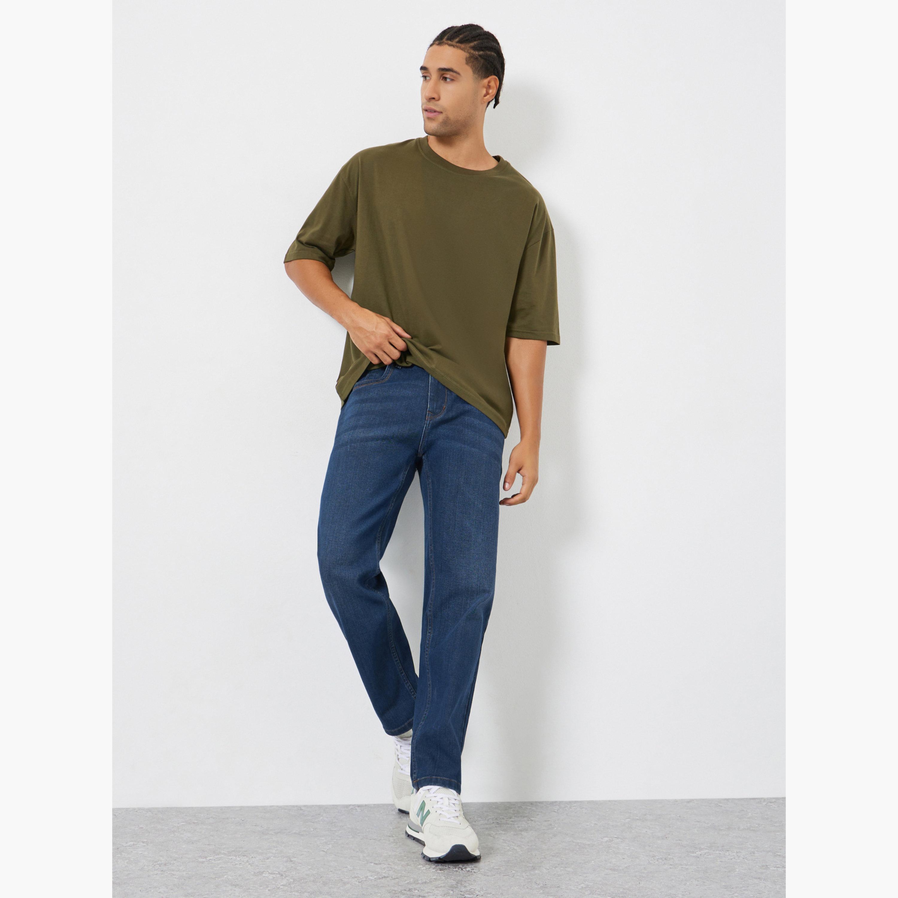 بنطال جينز غسيل داكن قصة عادية-men-clothing-bottoms-jeans-image-2