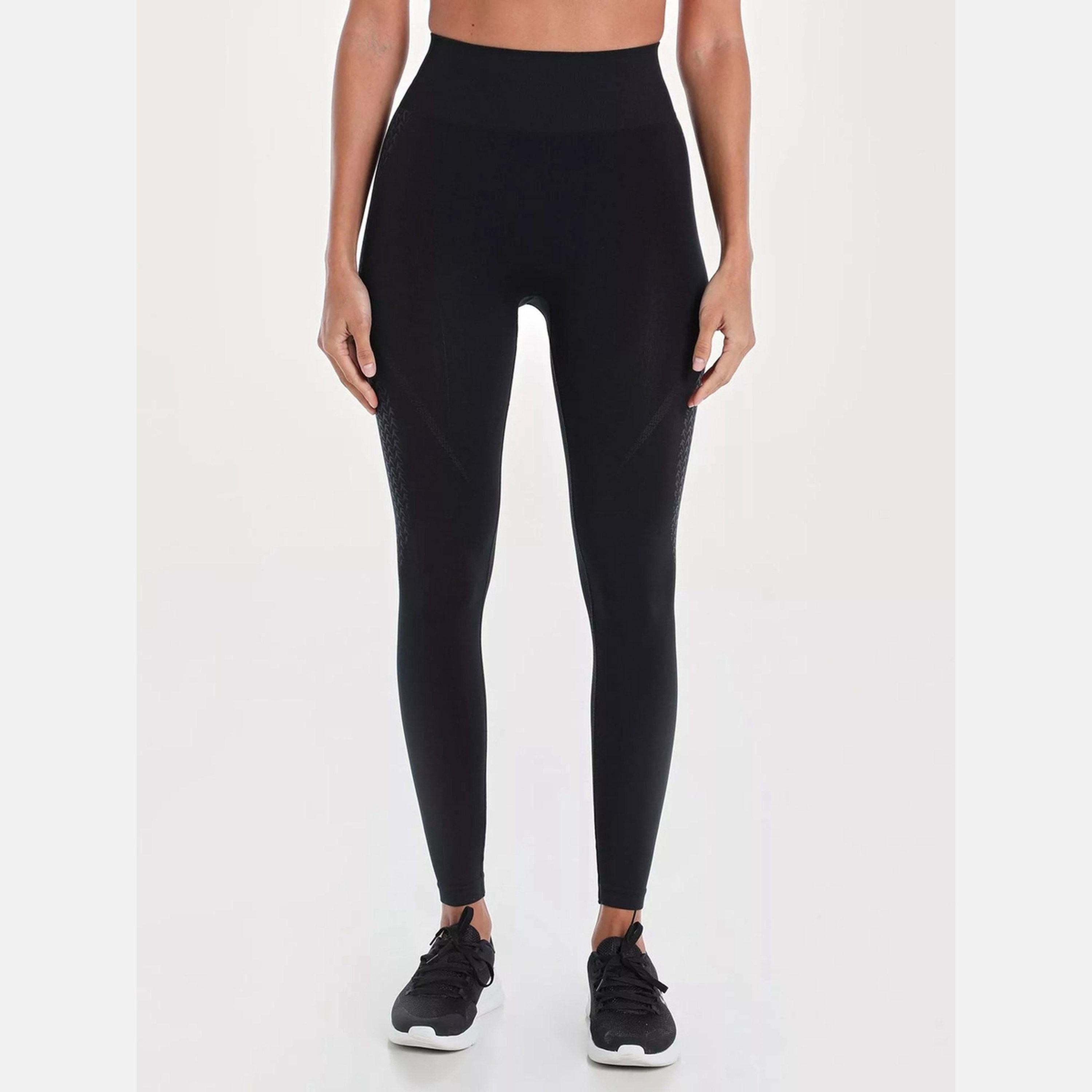 Wizard X Styli Women Black Solid Impact Seamless Leggings-women-clothing-leggings-image-1