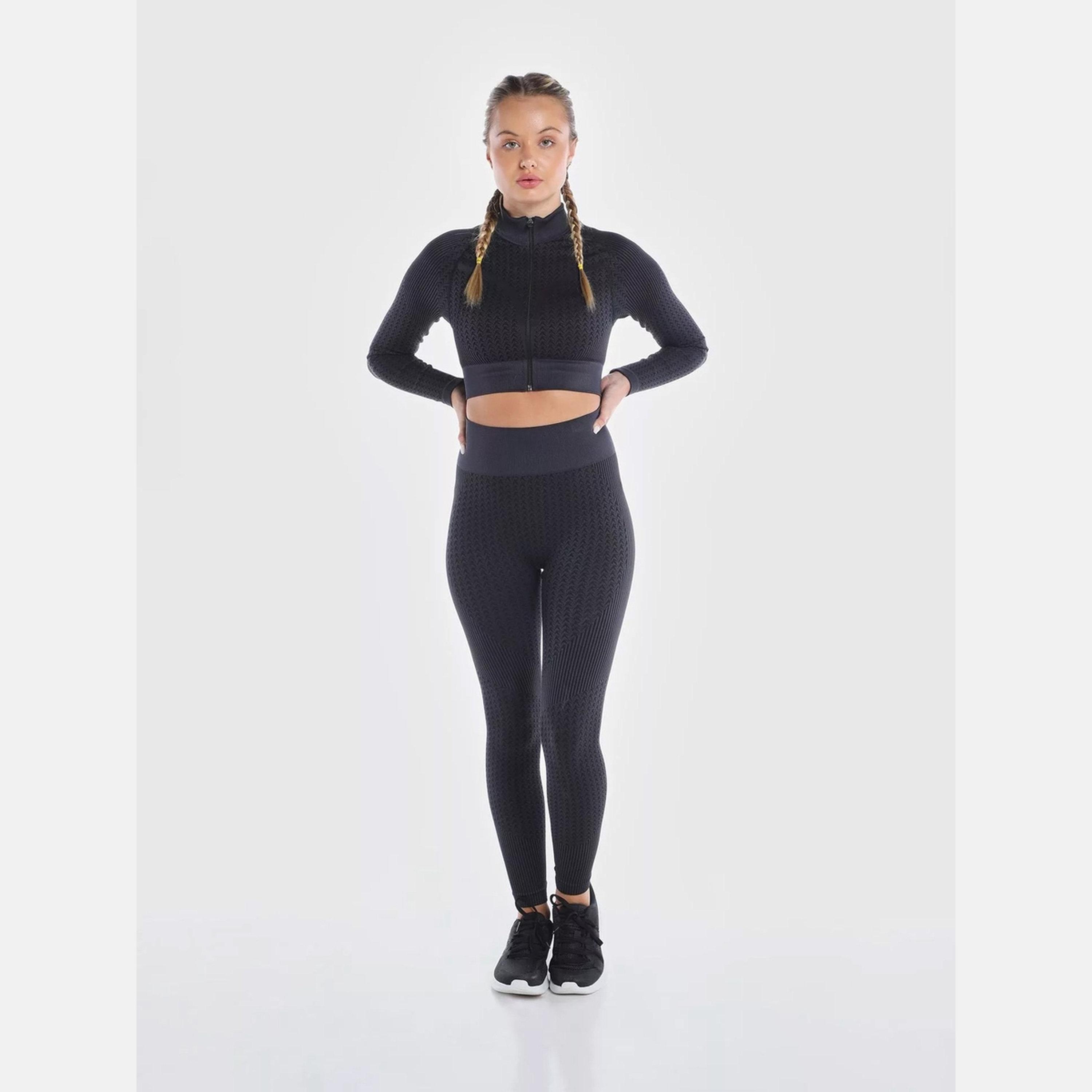 ويزارد × ستايلي - ليقنز/ فيزون أسود بدون درزات للنساء-women-clothing-sportswearandactivewear-bottoms-leggings-image-2