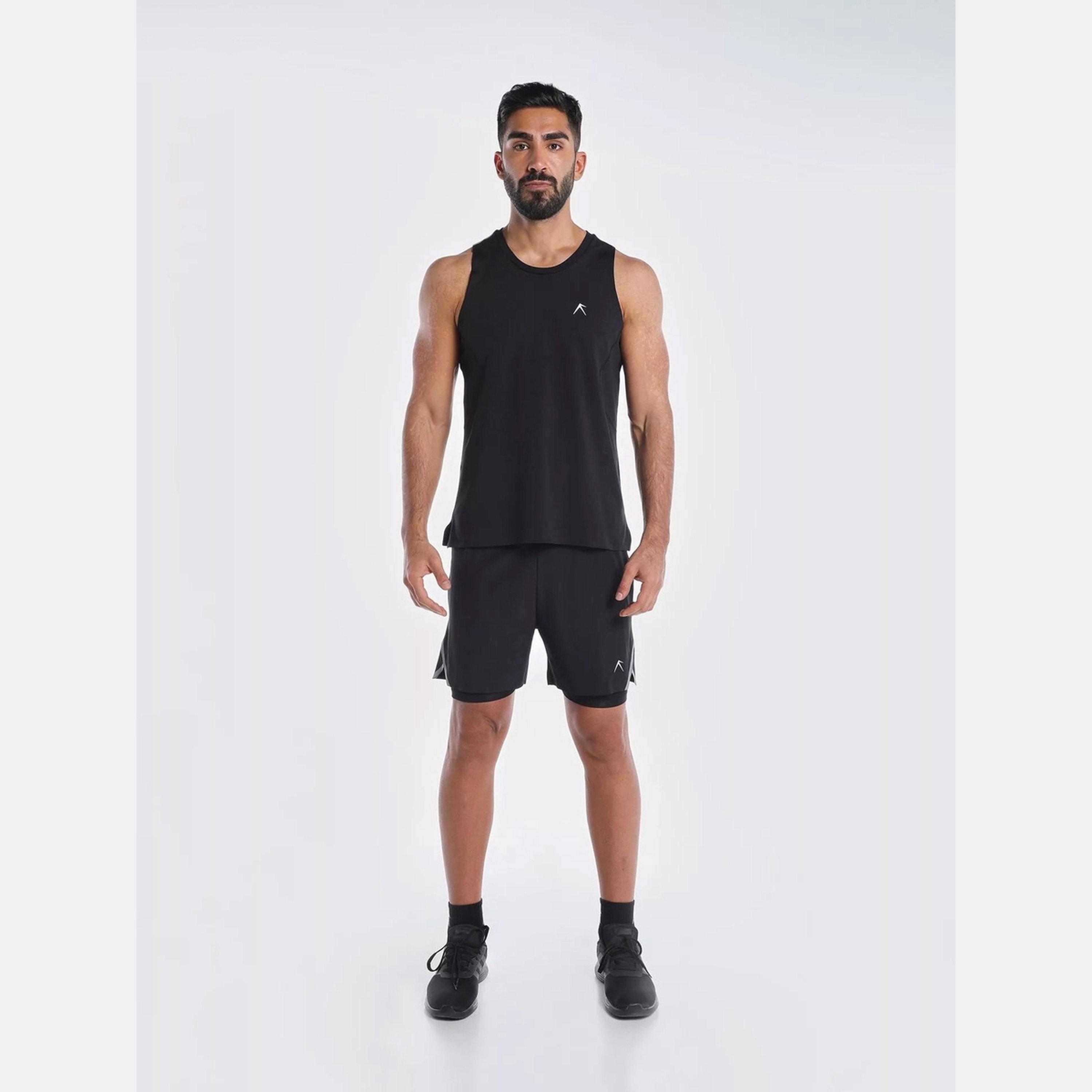 ويزارد × ستايلي - شورت جري رجالي أسود 2 في 1-men-clothing-bottoms-shorts-image-2