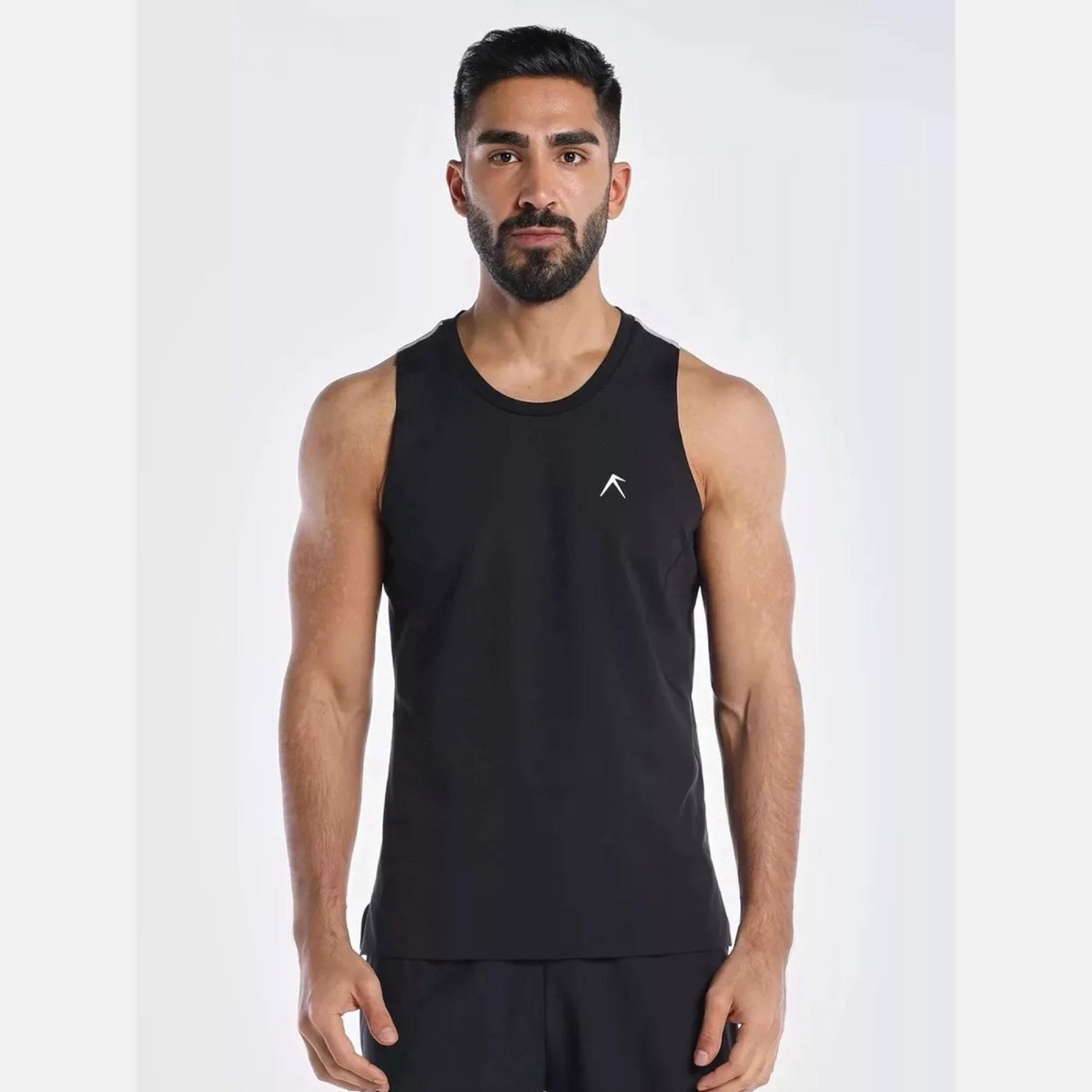 Wizard X Styli Men Black Vent Wizardry Solid Round Neck Tank T-Shirt-men-clothing-tshirtsandpolos-vests-image-1