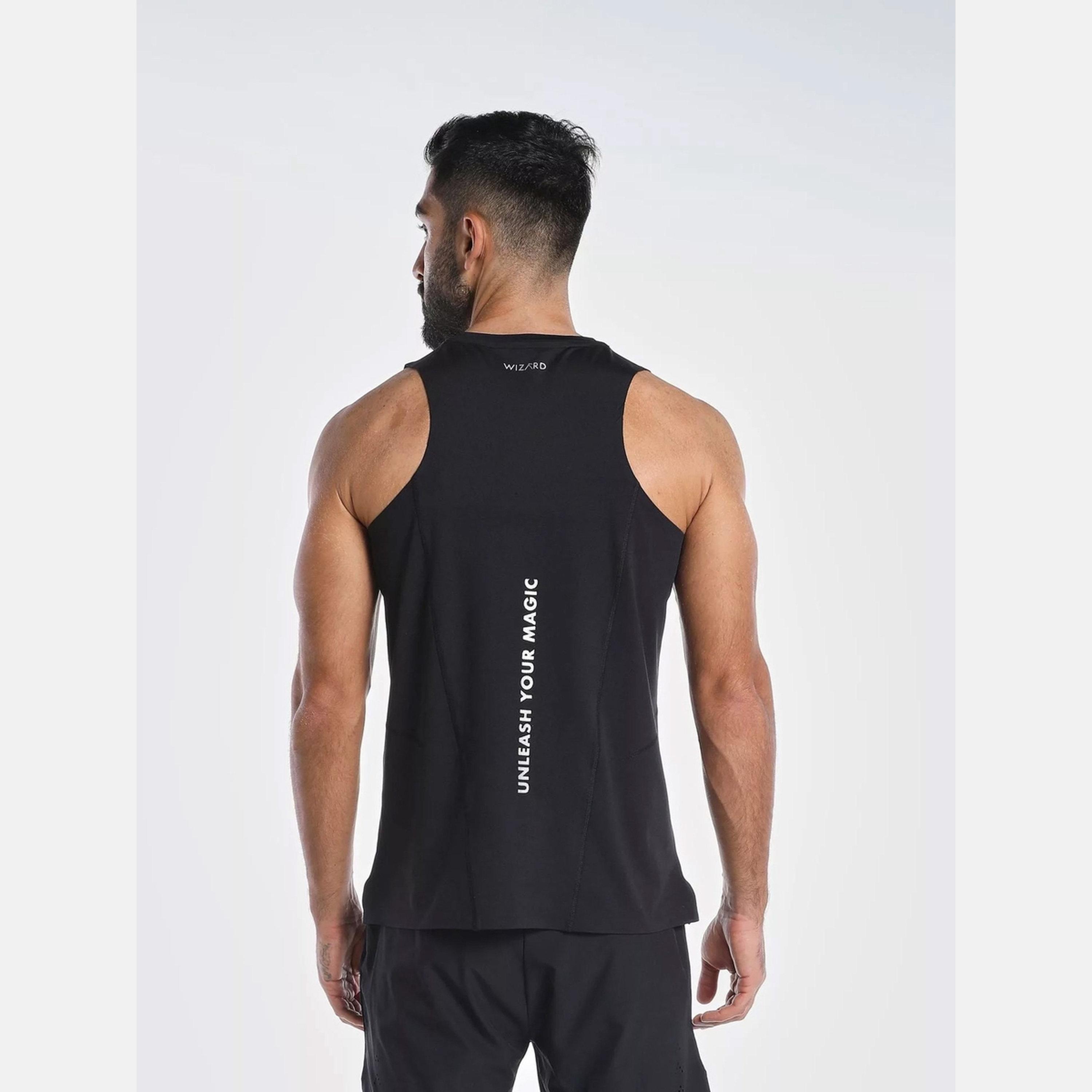ويزارد × ستايلي - تي شيرت ضاغط رجالي أسود برقبة دائرية سادة تقنية تهوية متقدمة ويزاردري-men-clothing-tshirtsandpolos-vests-image-3