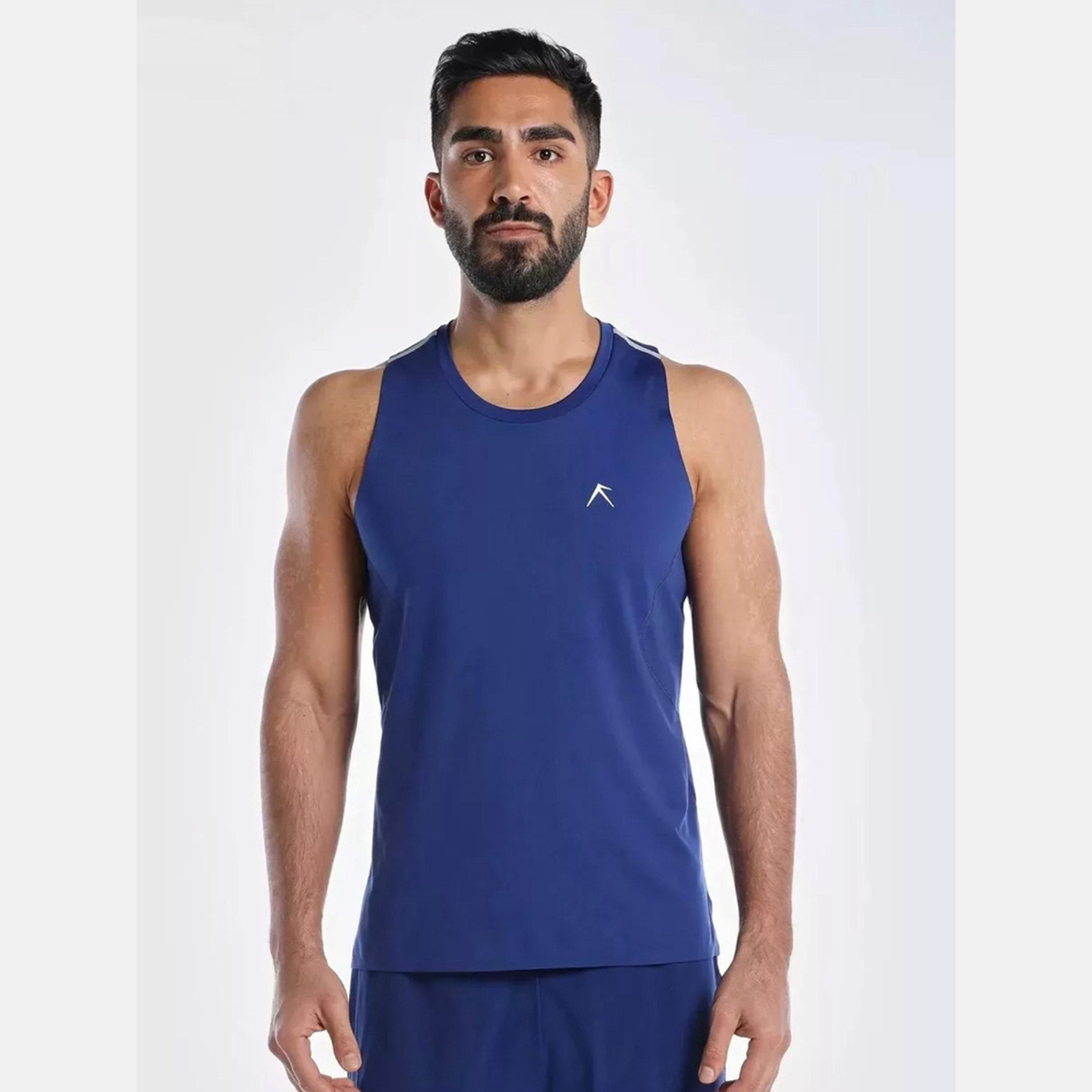 Wizard X Styli Men Blue Vent Wizardry Solid Round Neck Tank T-Shirt-men-clothing-tshirtsandpolos-vests-image-1