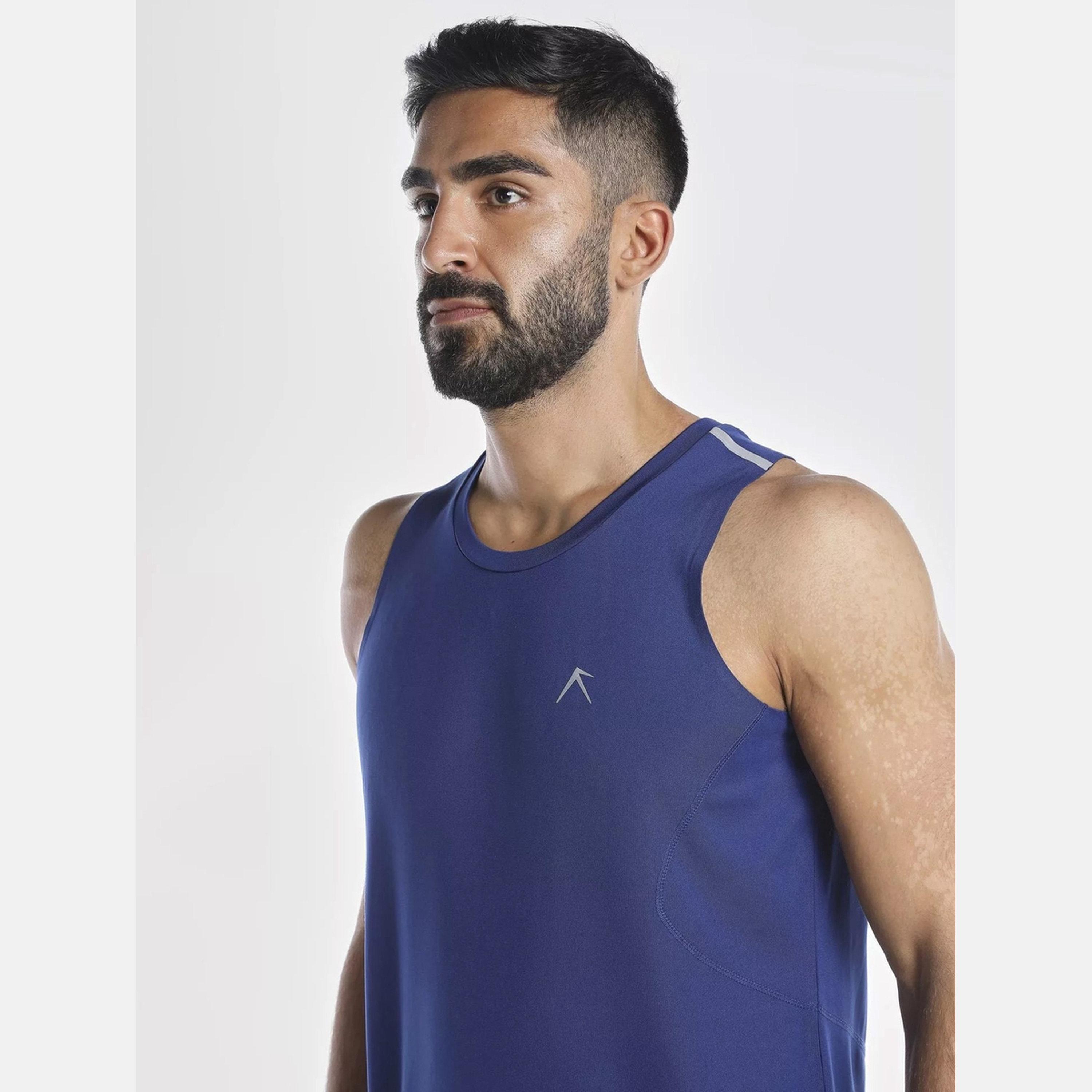 Wizard X Styli Men Blue Vent Wizardry Solid Round Neck Tank T-Shirt-men-clothing-tshirtsandpolos-vests-image-4