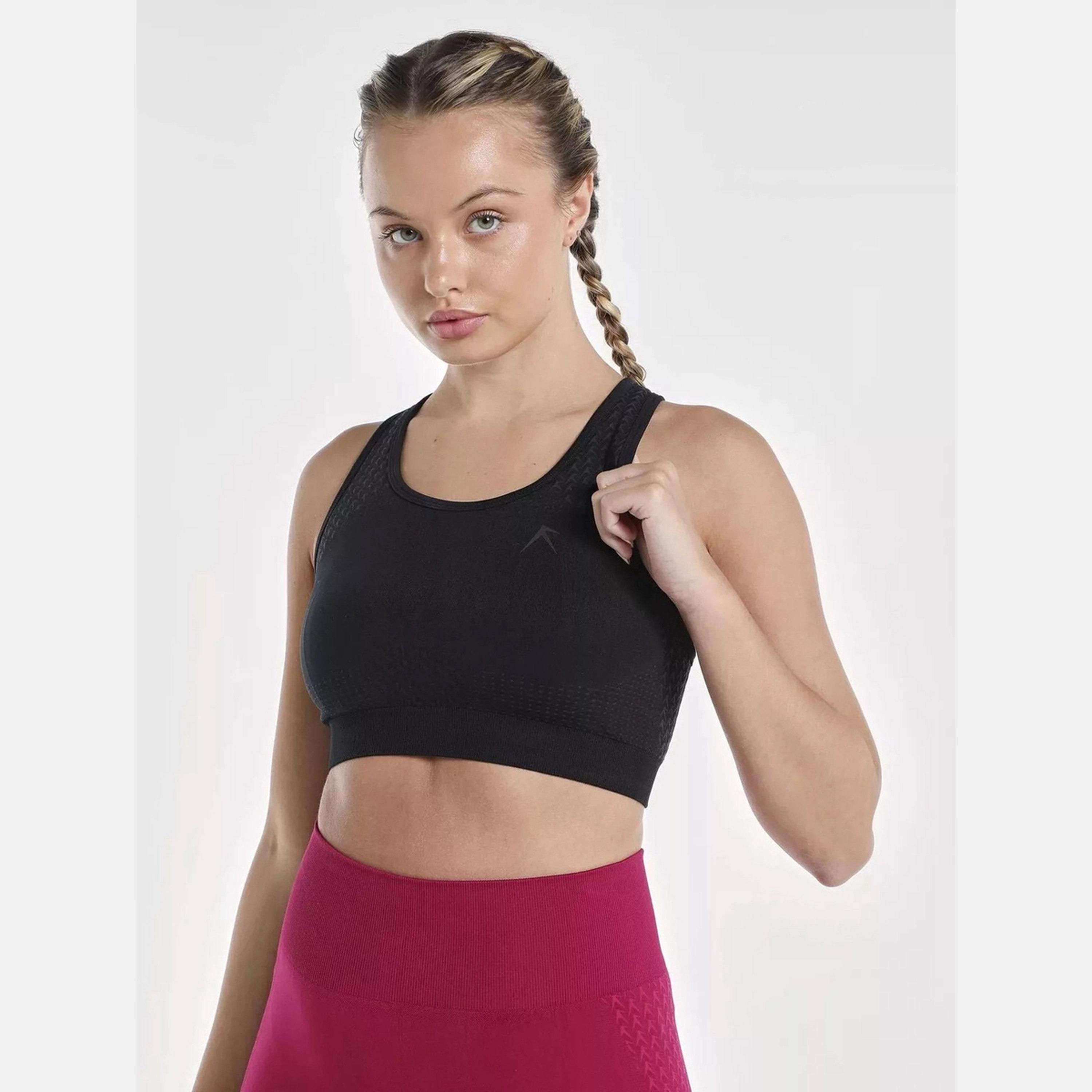 Wizard X Styli Women Black Textured Racerback Seamless Support Bra-sports-women-clothing-sportsbras-image-1