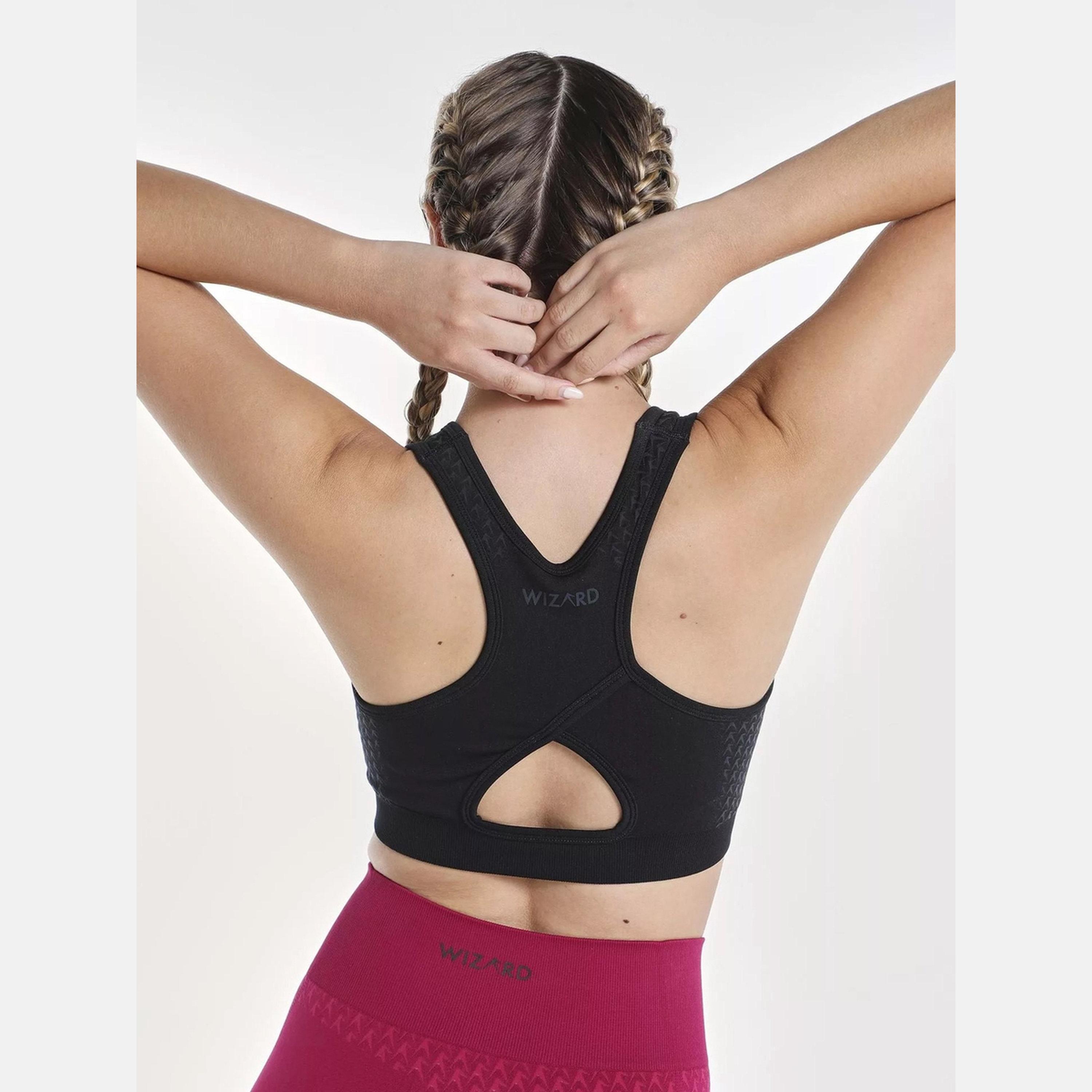 Wizard X Styli Women Black Textured Racerback Seamless Support Bra-sports-women-clothing-sportsbras-image-5