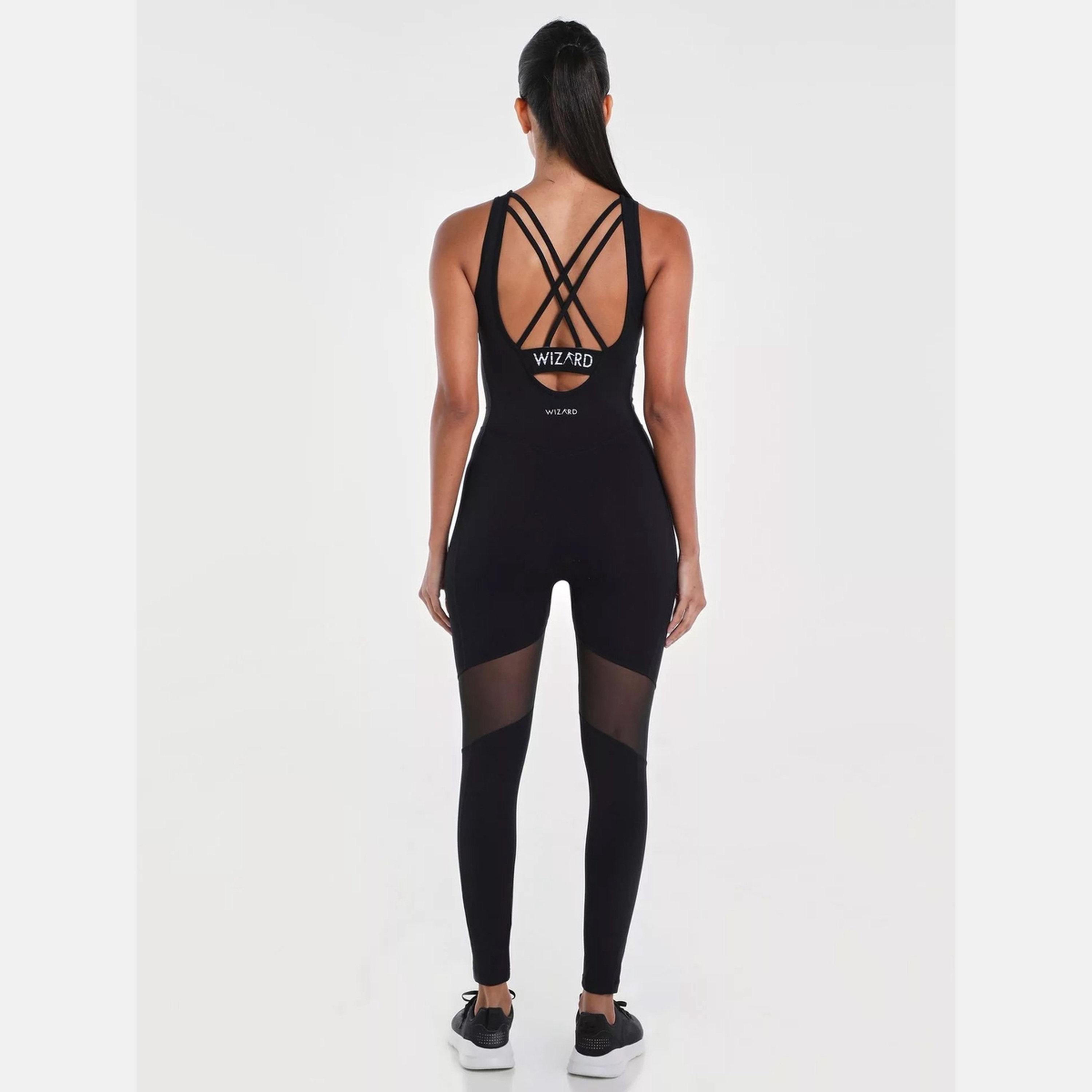 ويزارد × ستايلي - جمبسوت نسائي أسود رقبة متقاطعة سادة-women-clothing-jumpsuits-image-4