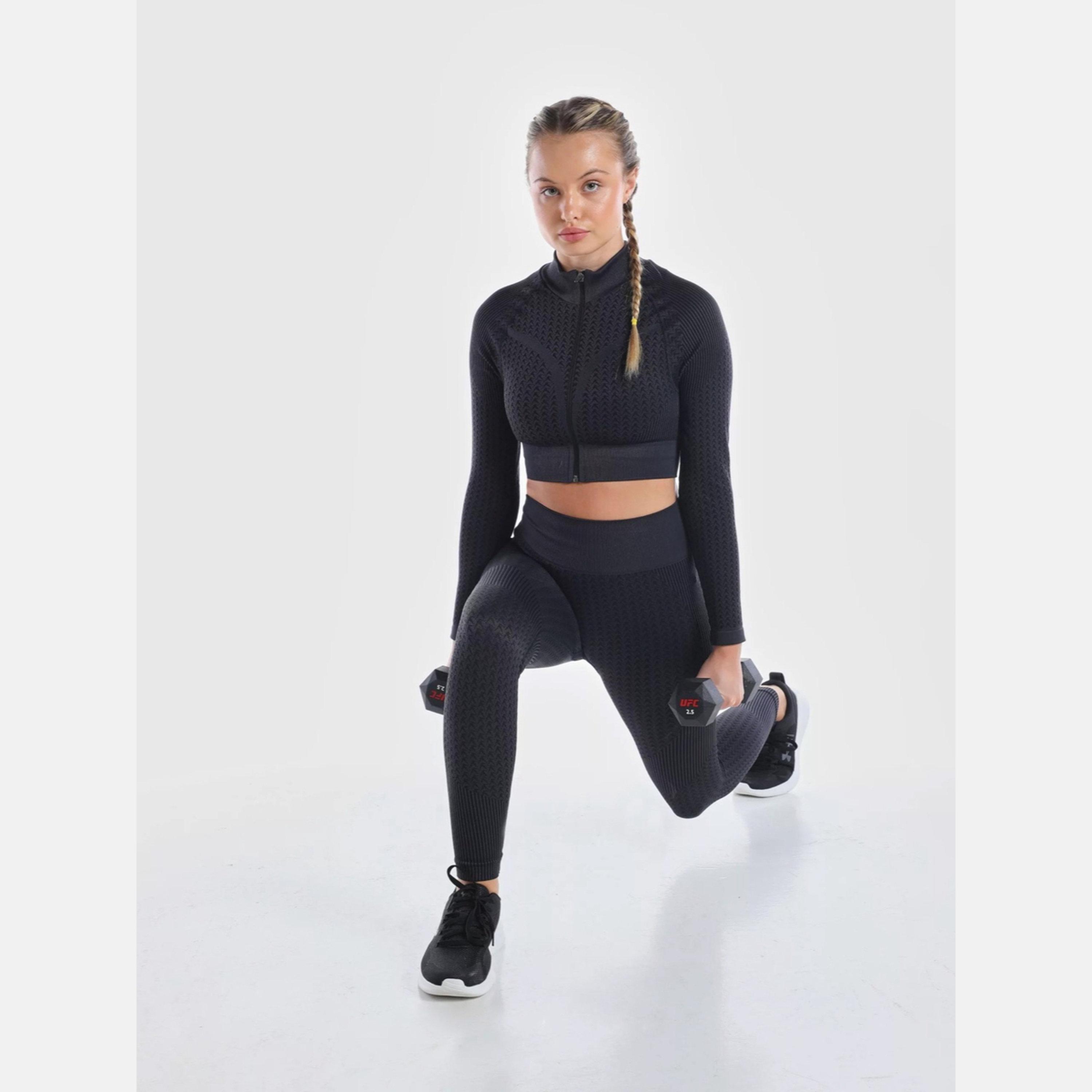 ويزارد × ستايلي - بلوزة نسائية قصيرة بدون درزات باللون الأسود مع سحاب-sports-women-clothing-coatsandjackets-jackets-image-3