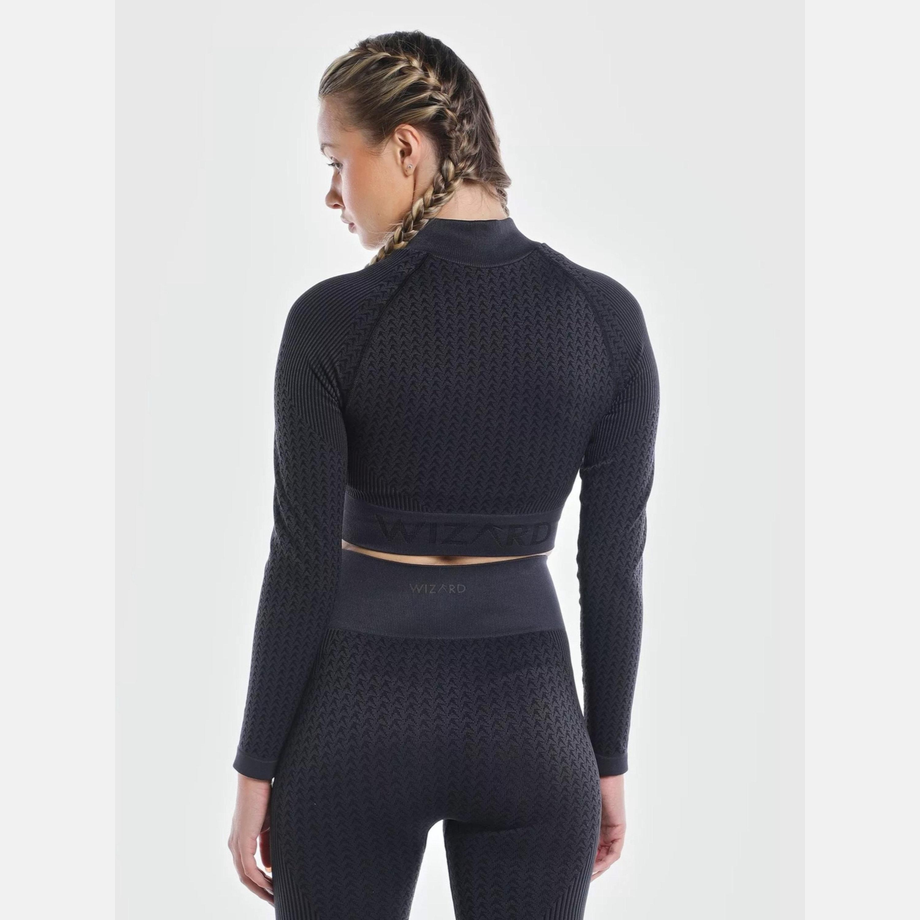 ويزارد × ستايلي - بلوزة نسائية قصيرة بدون درزات باللون الأسود مع سحاب-sports-women-clothing-coatsandjackets-jackets-image-5