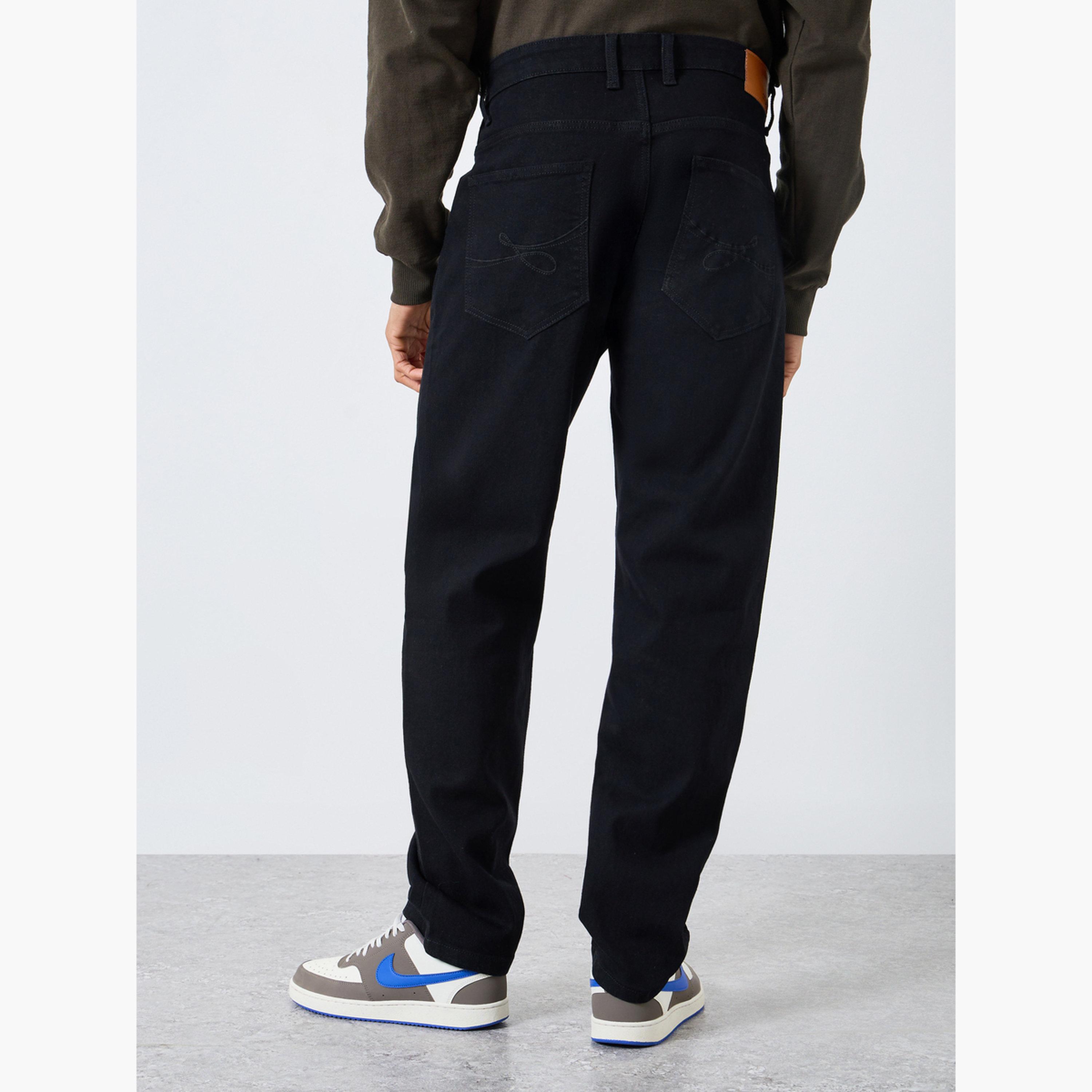 Styli Men Black Solid Regular Fit Jeans-men-clothing-bottoms-jeans-image-4