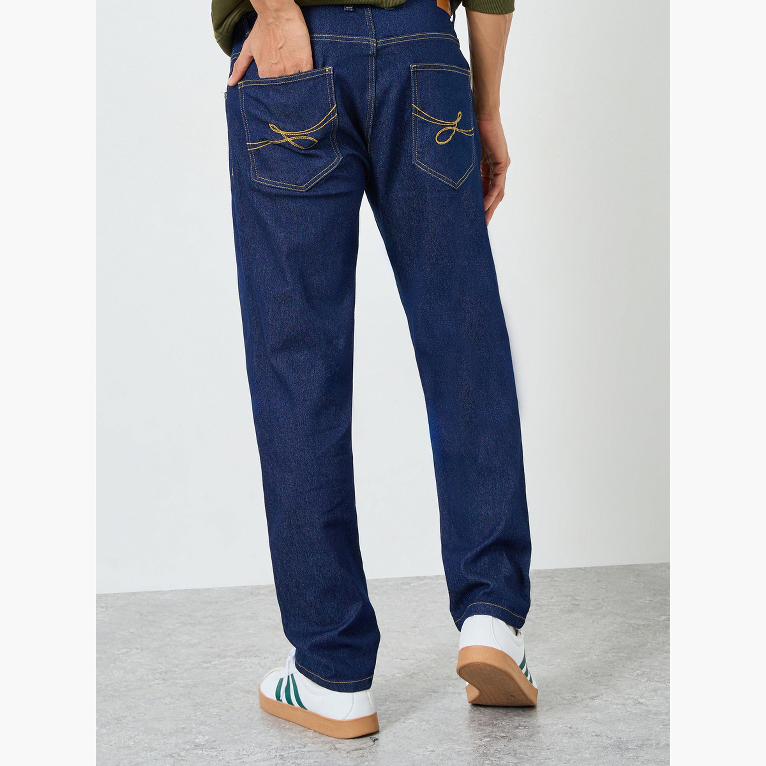 جينز بقصة عادية وتفاصيل مشطوفة-men-clothing-bottoms-jeans-image-4