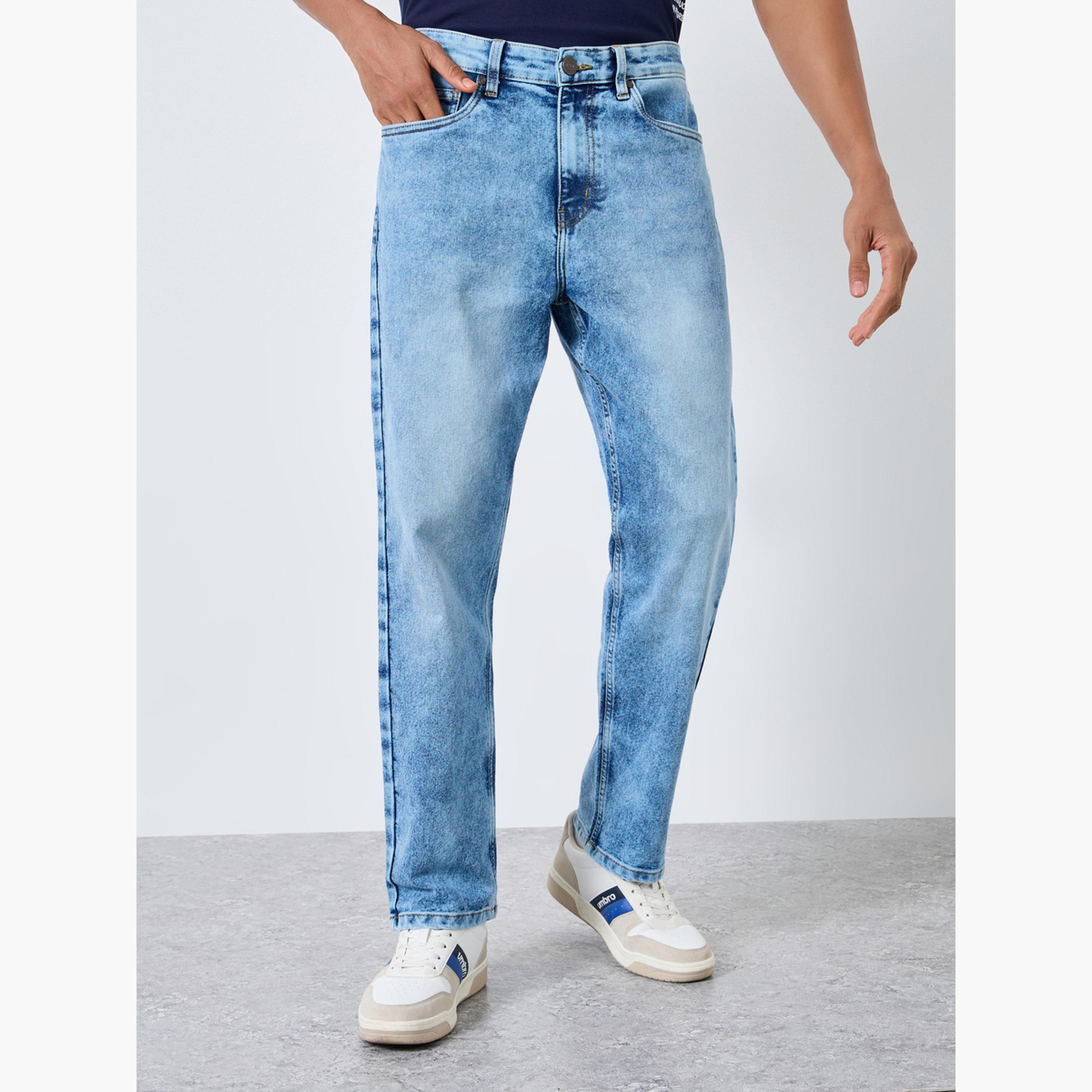 Styli Men Blue Relaxed Fit Washed Jeans-men-clothing-bottoms-jeans-image-1