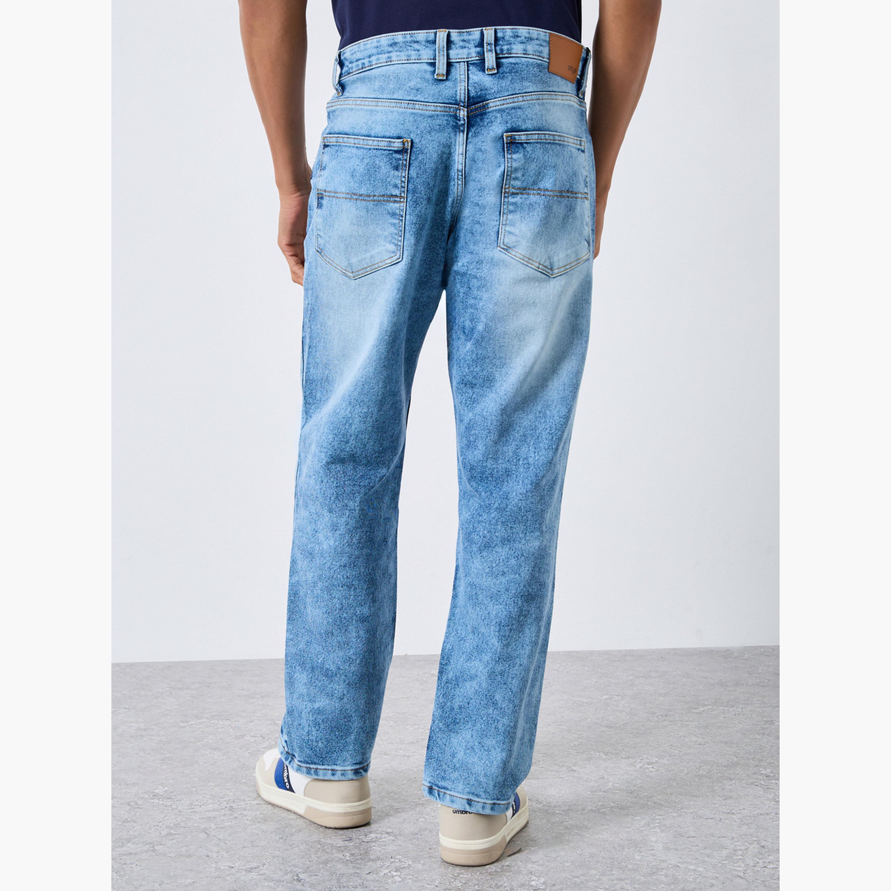Styli Men Blue Relaxed Fit Washed Jeans-men-clothing-bottoms-jeans-image-4
