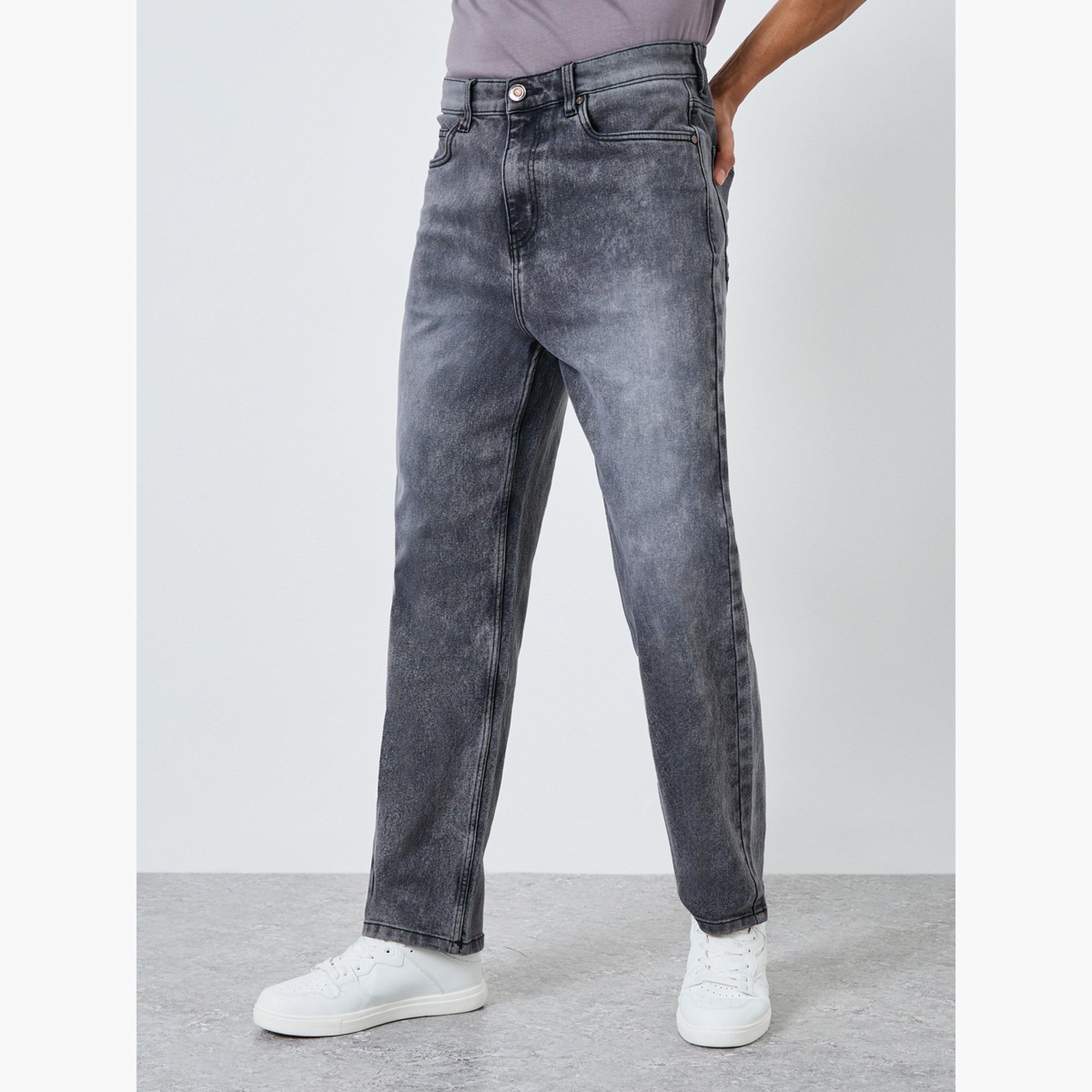 Styli Men Black Loose Fit Washed Jeans-men-clothing-bottoms-jeans-image-1