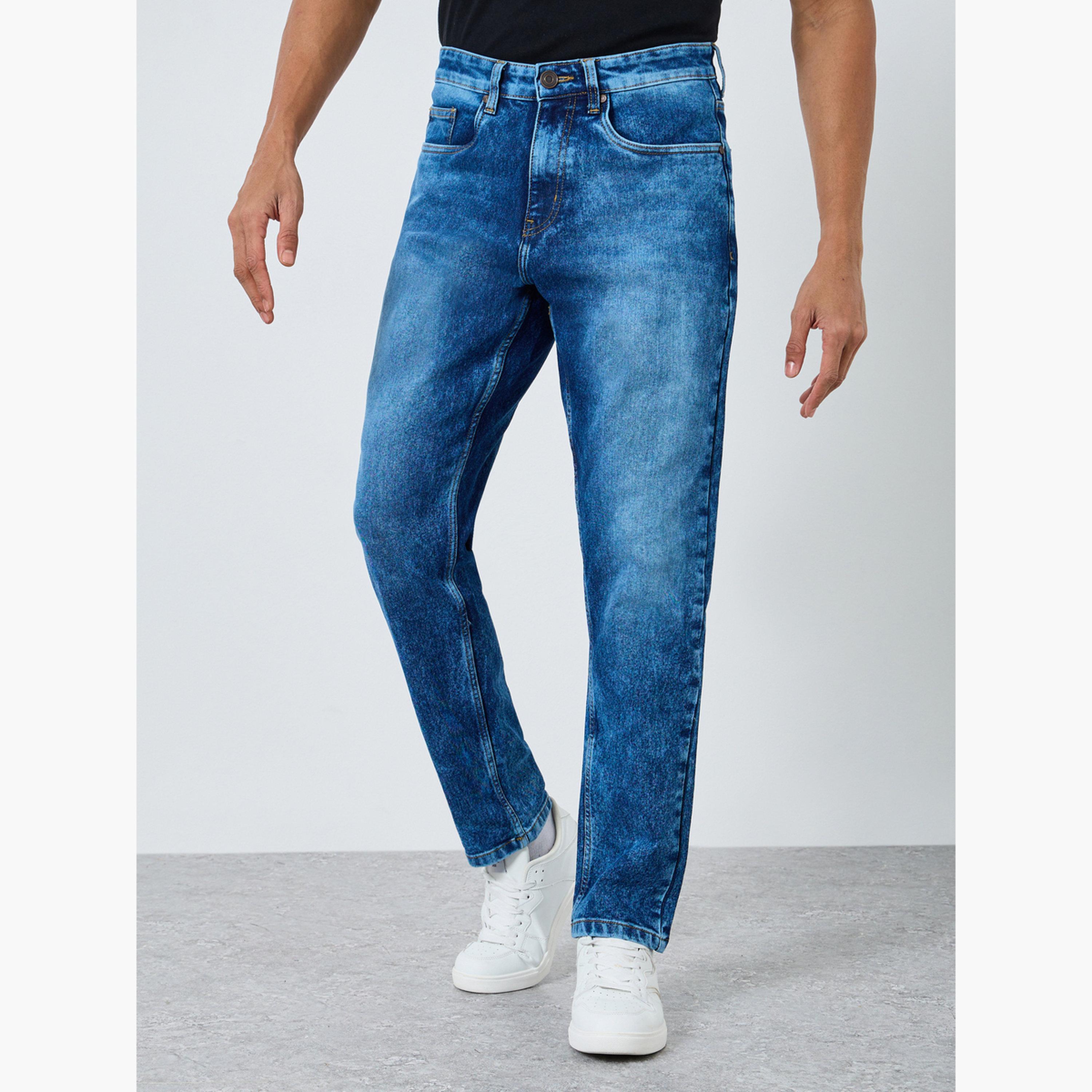 Styli Men Blue Tapered Fit Washed Jeans-men-clothing-bottoms-jeans-image-1
