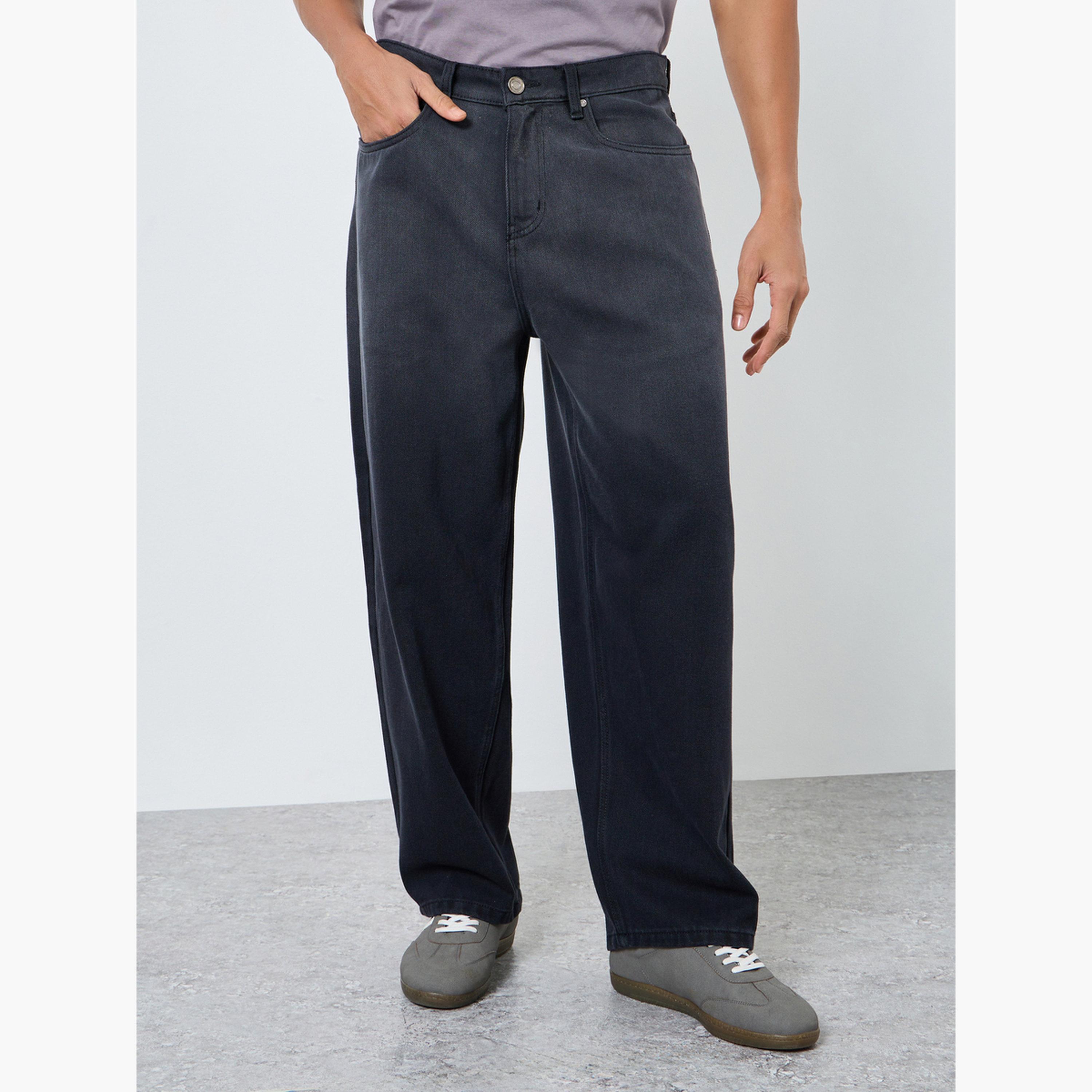 Styli Men Black Dark Fade Baggy Fit Jeans-men-clothing-bottoms-jeans-image-1