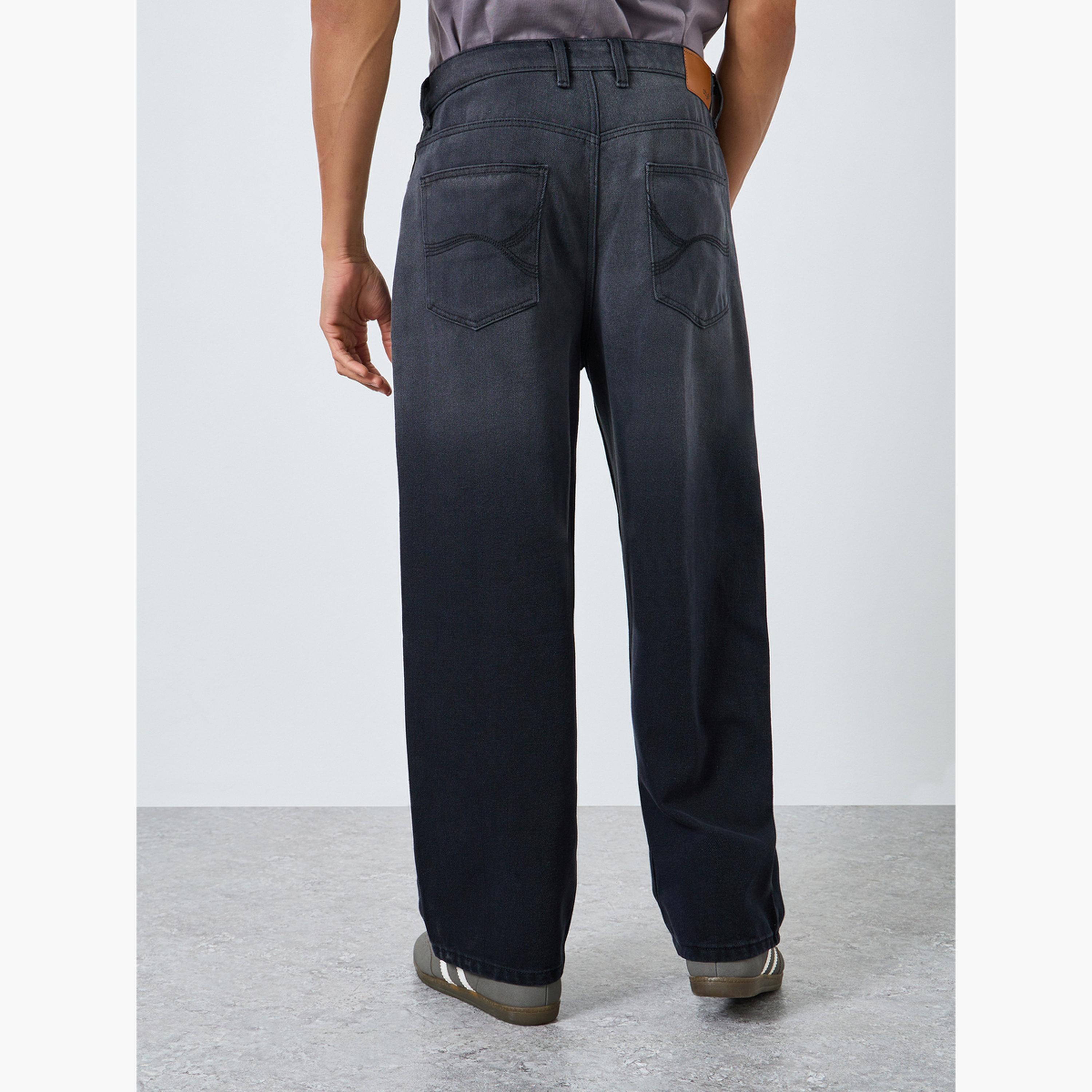جينز باجي بلون باهت داكن للرجال-men-clothing-bottoms-jeans-image-4