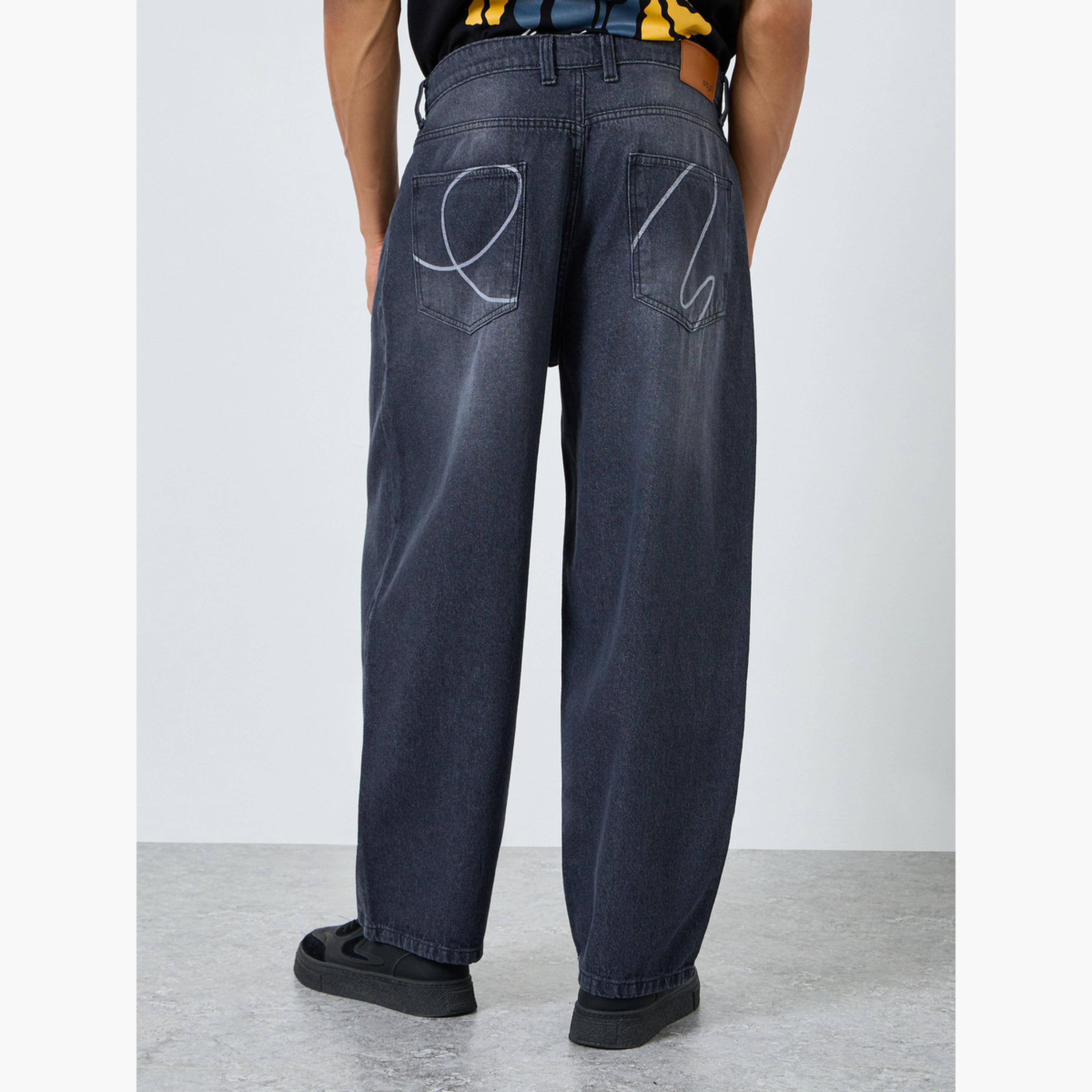 Styli Men Charcoal Wash Baggy Fit Jeans-men-clothing-bottoms-jeans-image-4