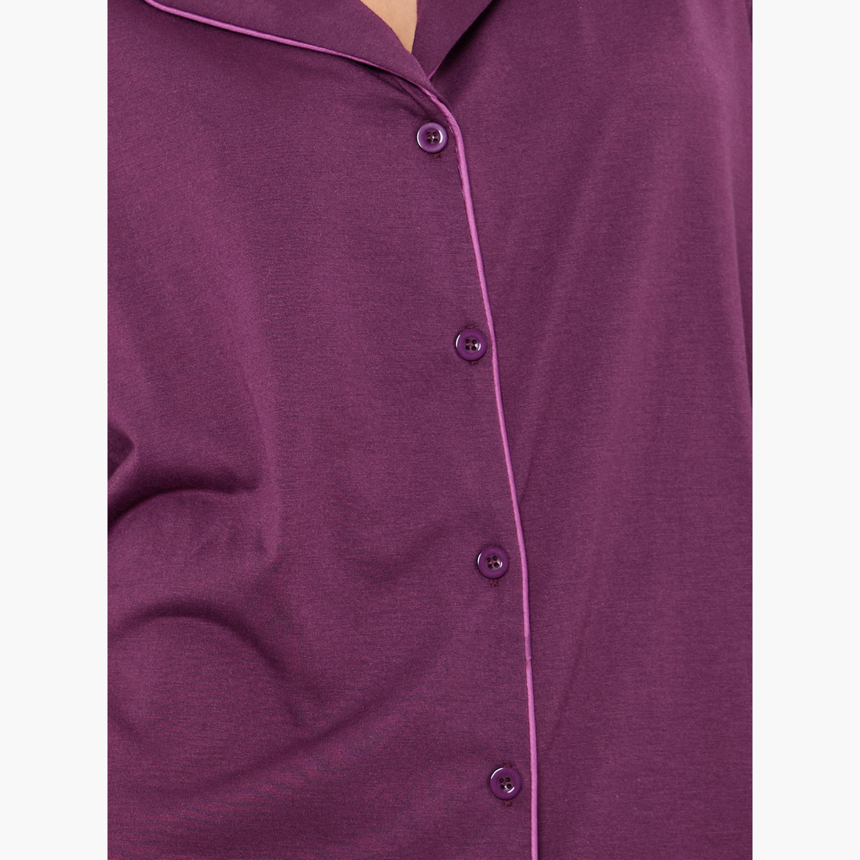 ستايلي - فستان نوم بتفاصيل كشكشة متباينة الألوان-women-clothing-nightwear-nighties-image-4