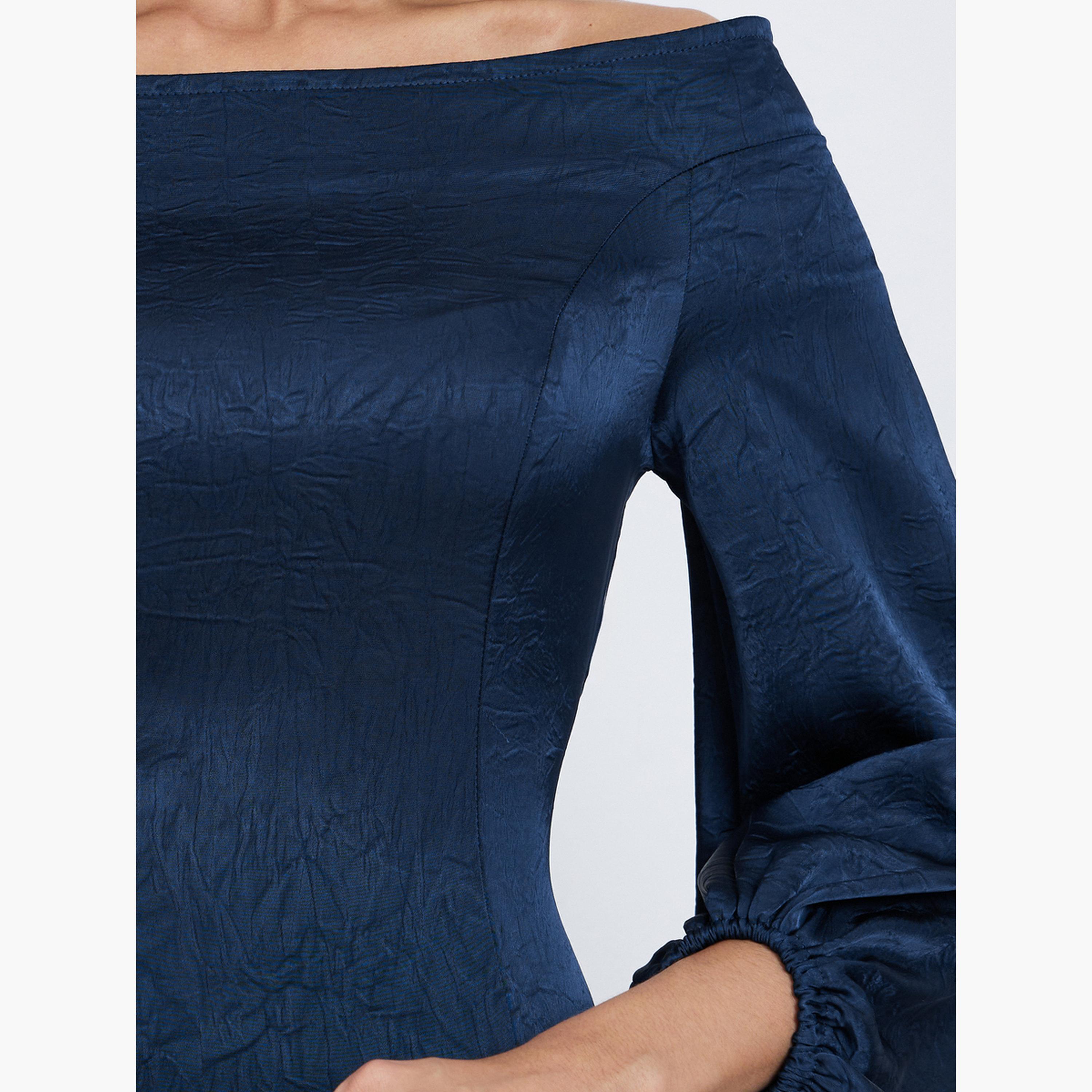 ستايلي - فستان سهرة ماكسي أزرق داكن مكشوف الكتفين-women-clothing-dresses-image-3