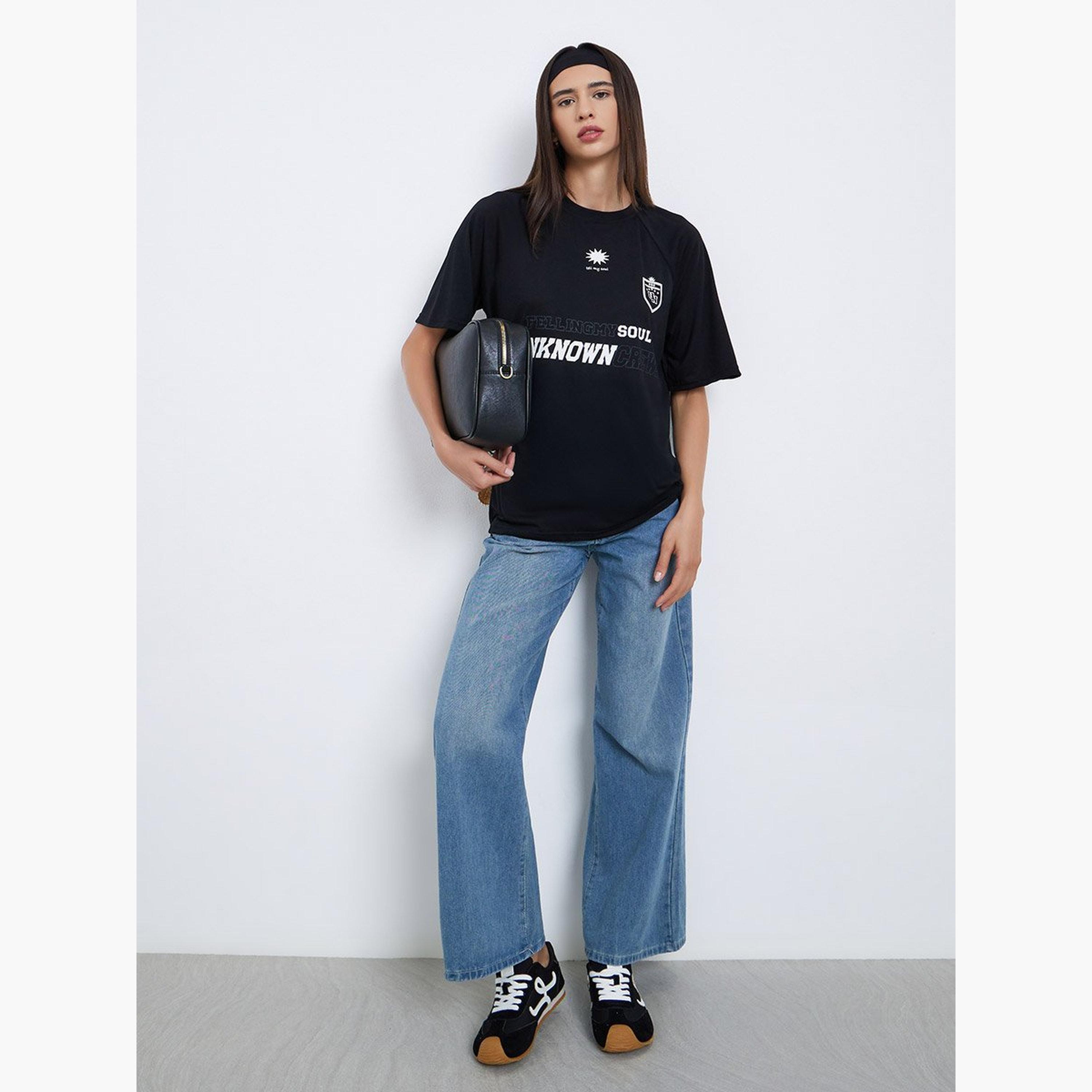 Take Two Black Slogan Oversized T-Shirt-women-clothing-tshirts-image-2