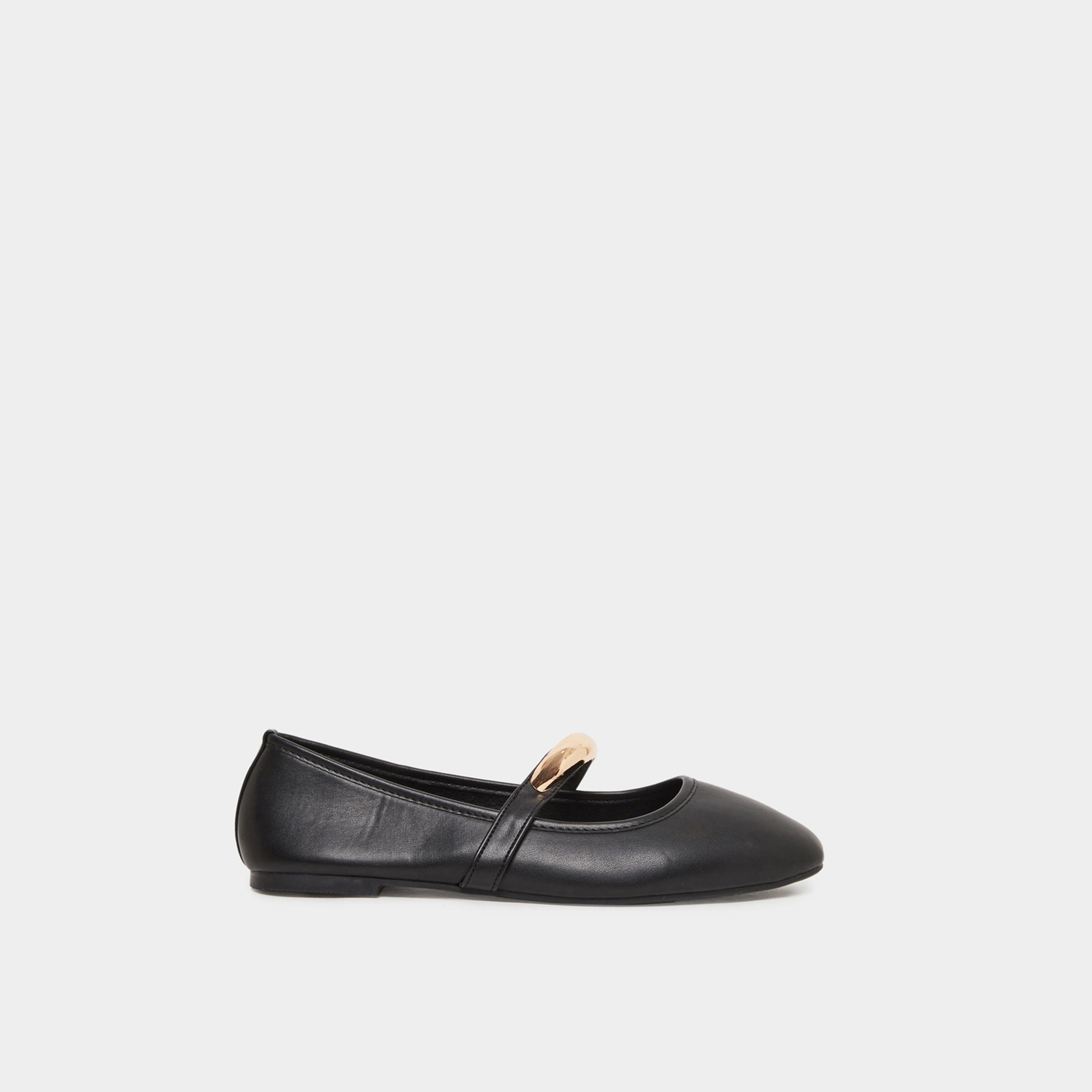 Styli Women Metal Trim Almond Toe Mary Janes Shoes-women-shoes-sandals-flats-image-3