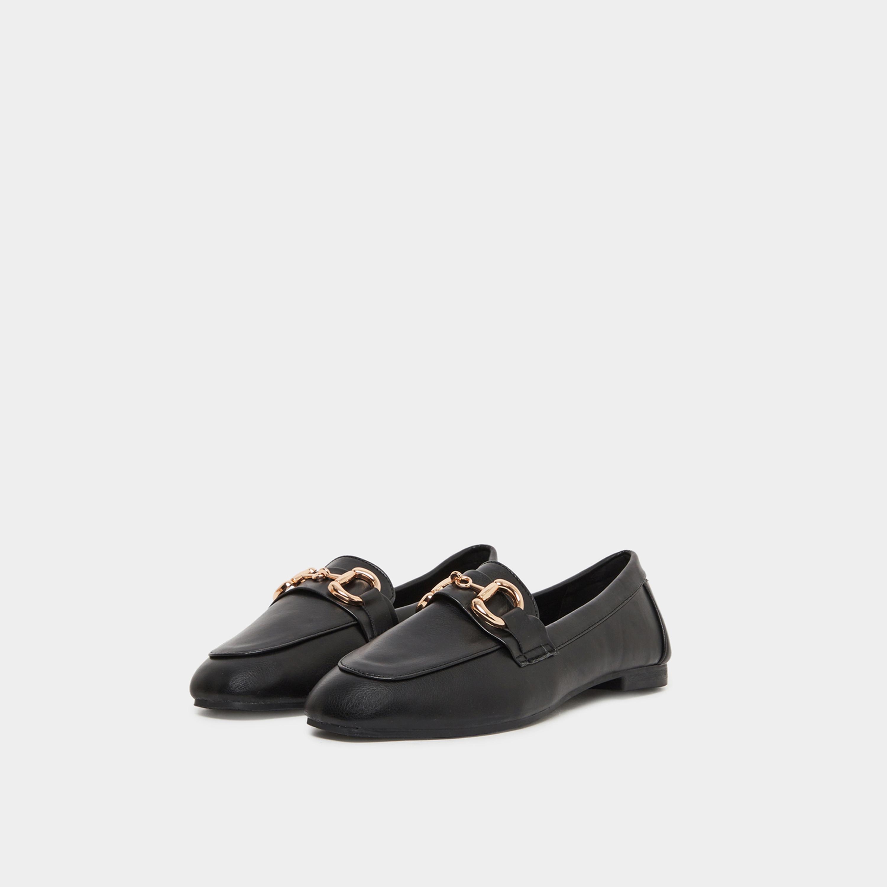 Styli Women Vilena Metal Trim Apron Toe Loafers-women-shoes-flats-loafers-image-1