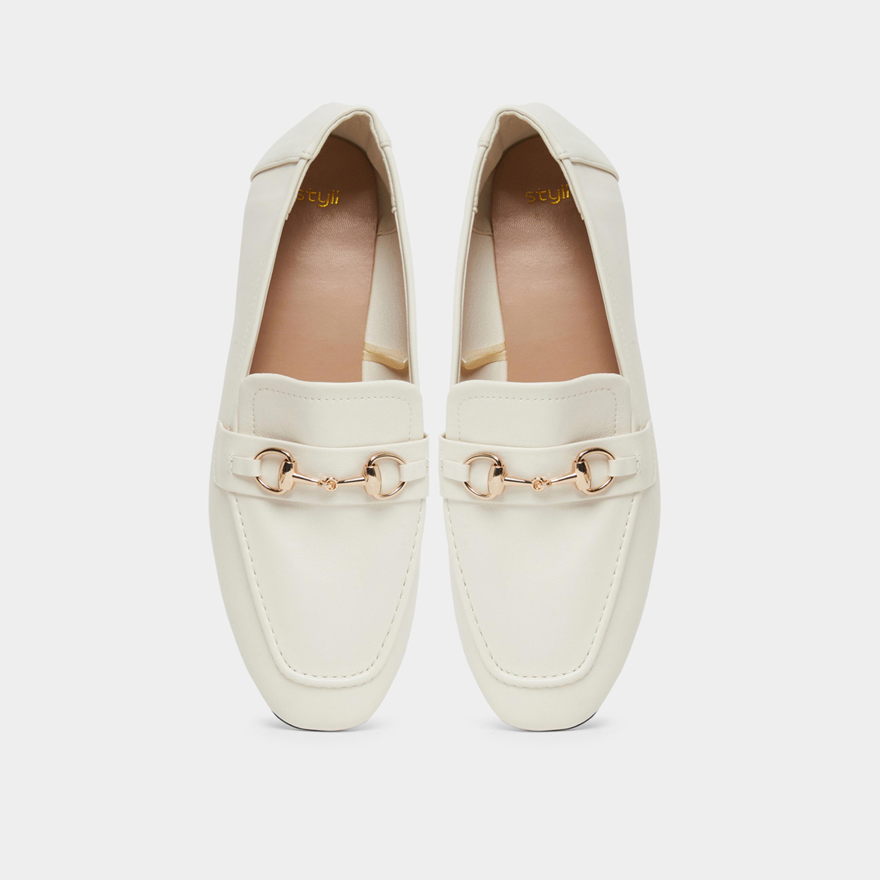 Styli Women Cream Buckle Decor Square Toe Loafers-women-shoes-loafersandmoccasins-image-6