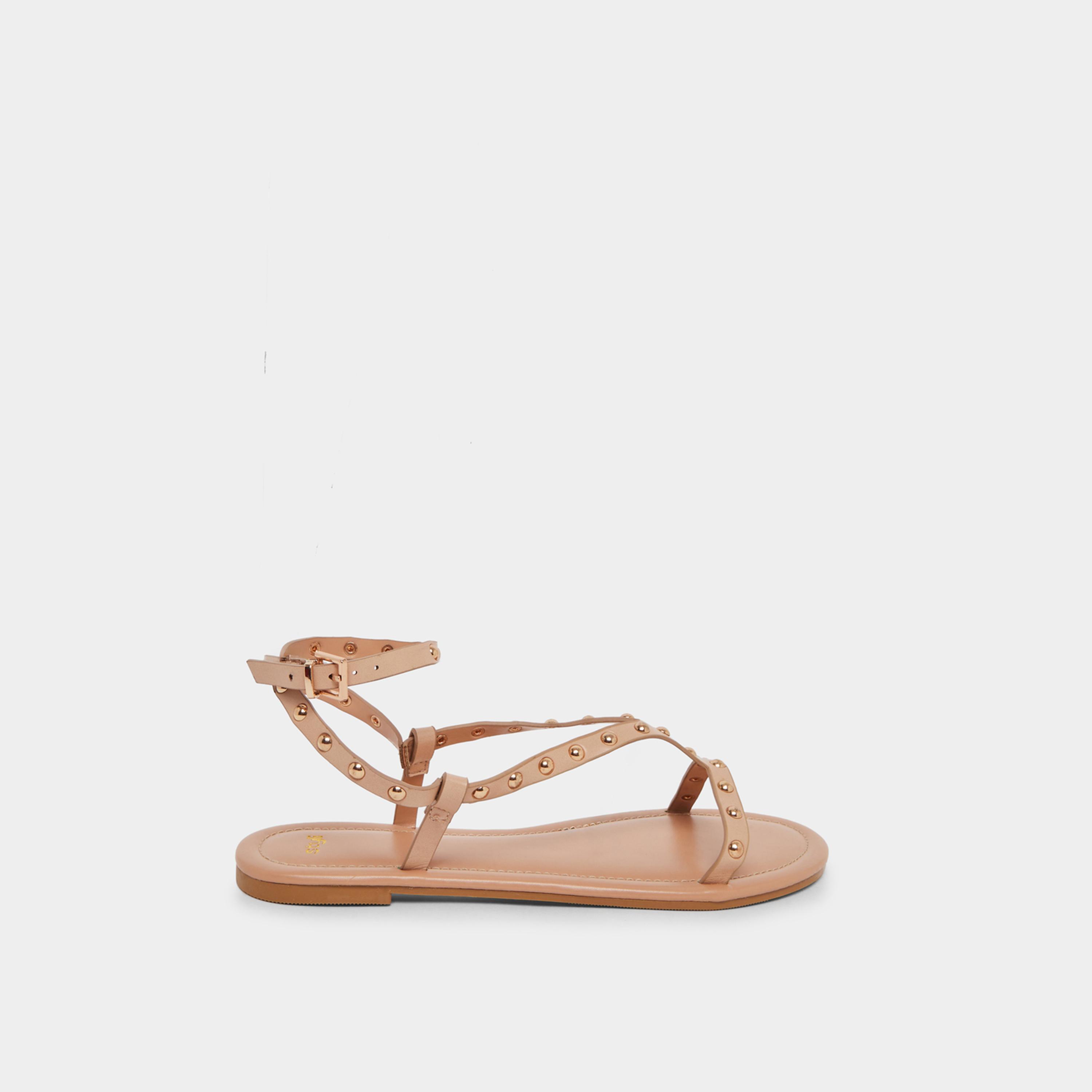ستايلي - صندل مسطح مرصع بالمسامير عند الكاحل-women-shoes-sandals-flats-image-3