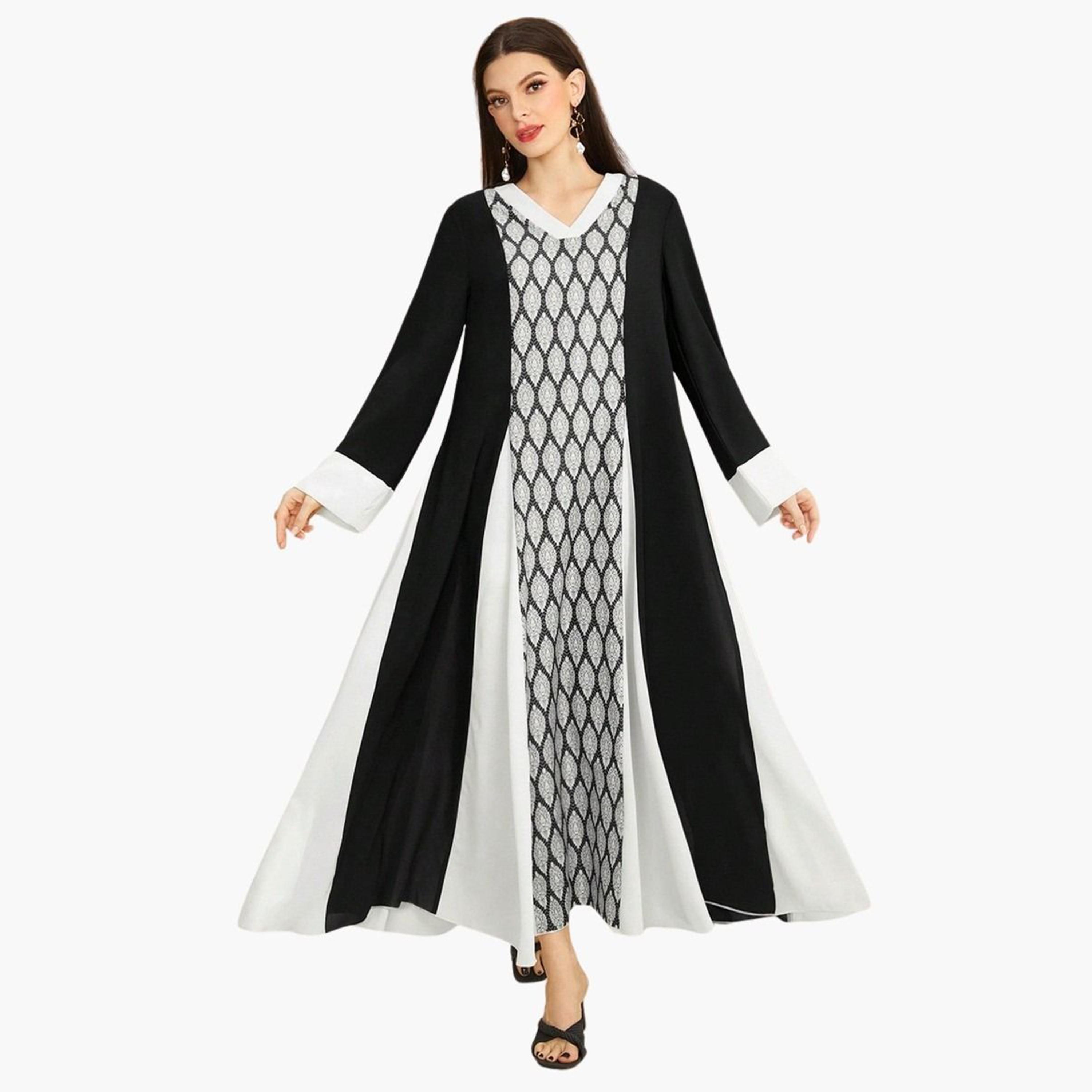 تيك تو - جلابية بنمط هندسي ملون-women-arabicclothing-jalabiyas-image-1