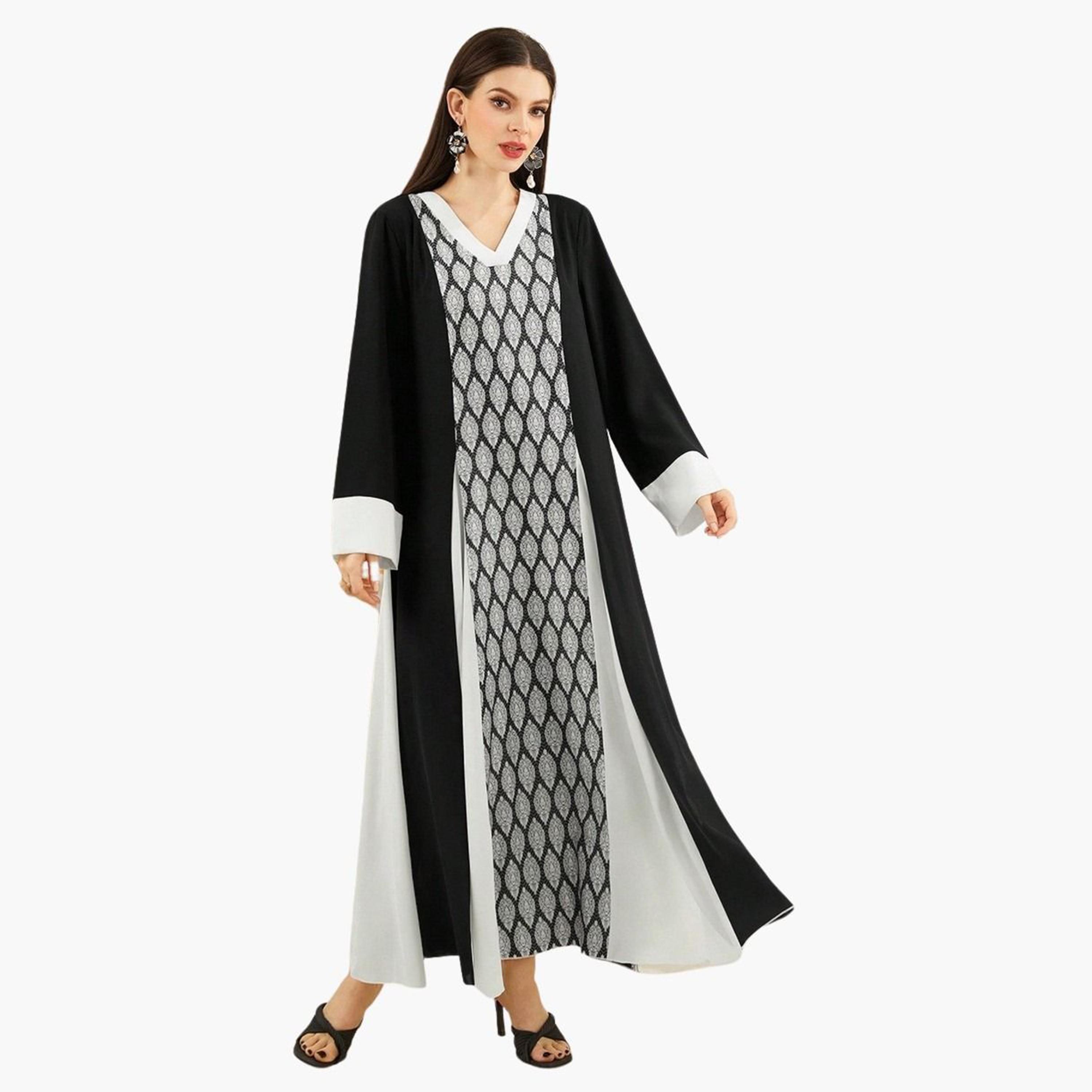 تيك تو - جلابية بنمط هندسي ملون-women-arabicclothing-jalabiyas-image-2