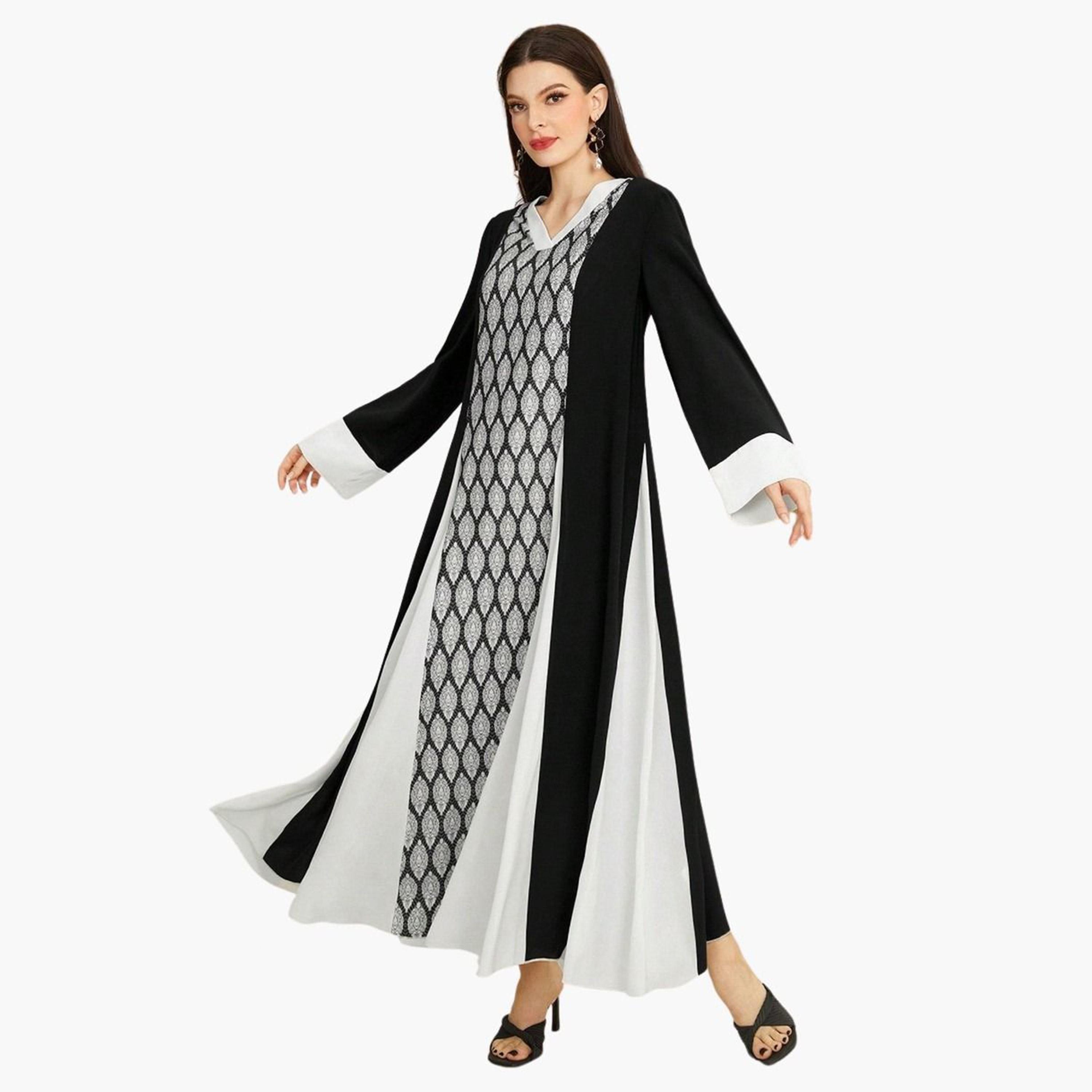 تيك تو - جلابية بنمط هندسي ملون-women-arabicclothing-jalabiyas-image-3