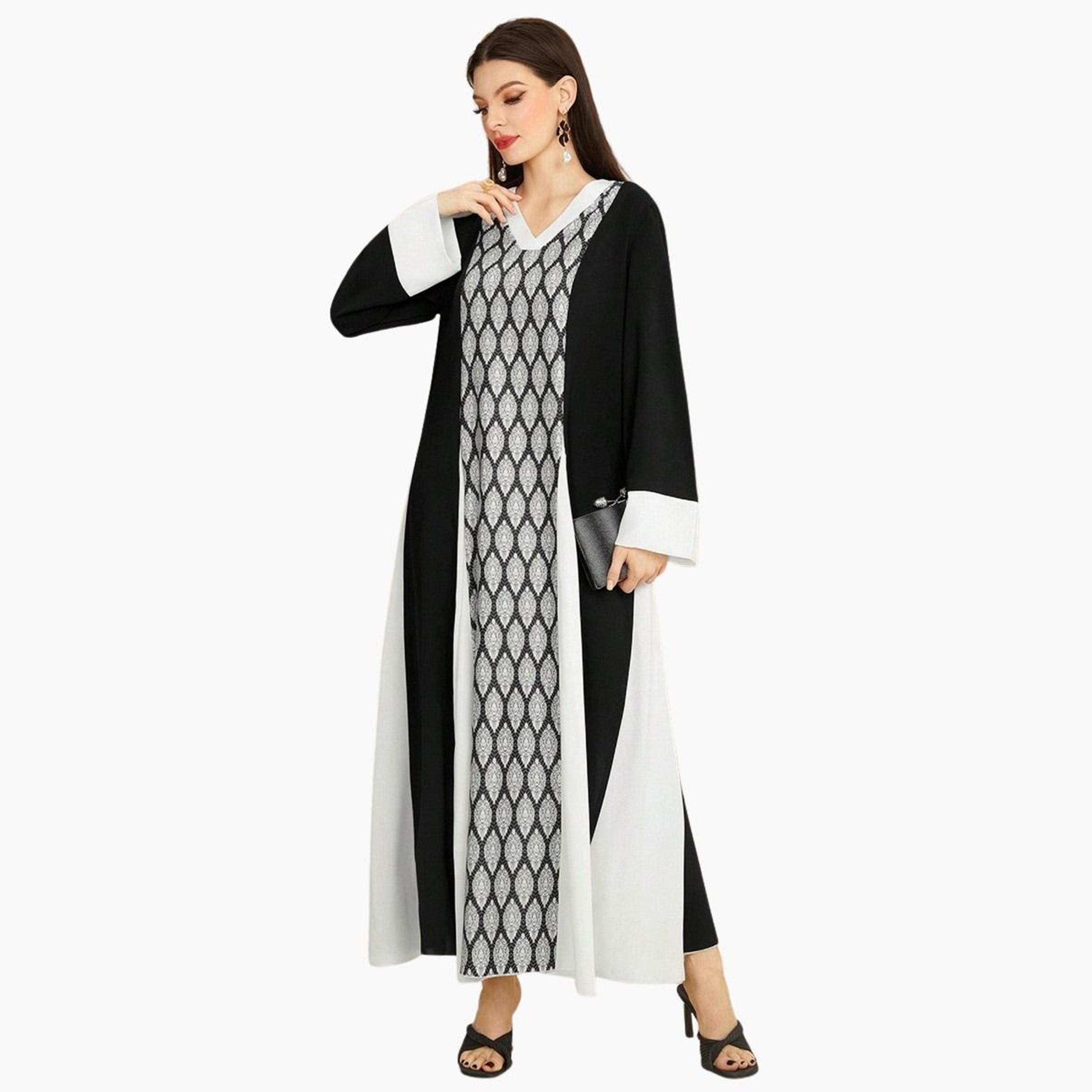 تيك تو - جلابية بنمط هندسي ملون-women-arabicclothing-jalabiyas-image-4