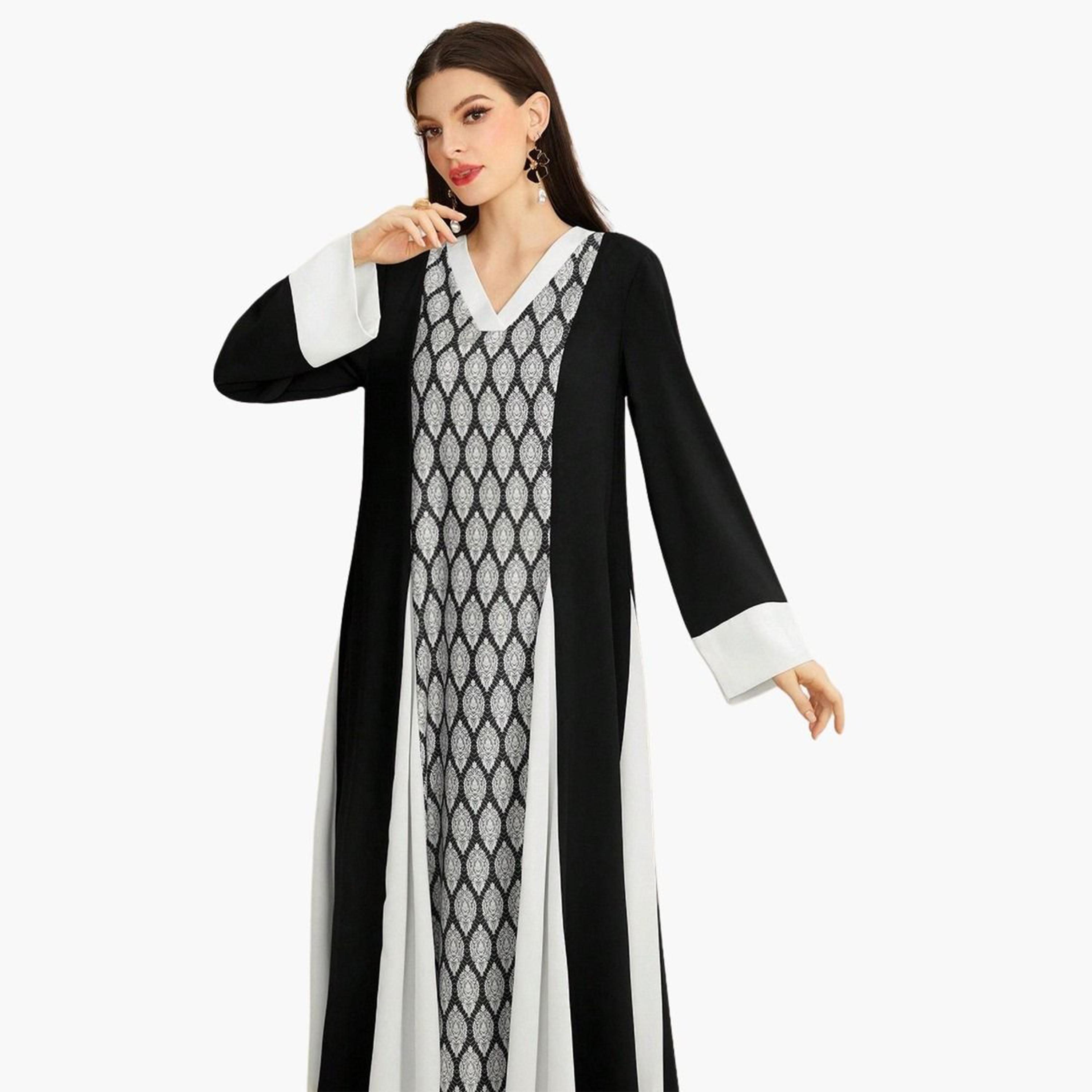 تيك تو - جلابية بنمط هندسي ملون-women-arabicclothing-jalabiyas-image-6