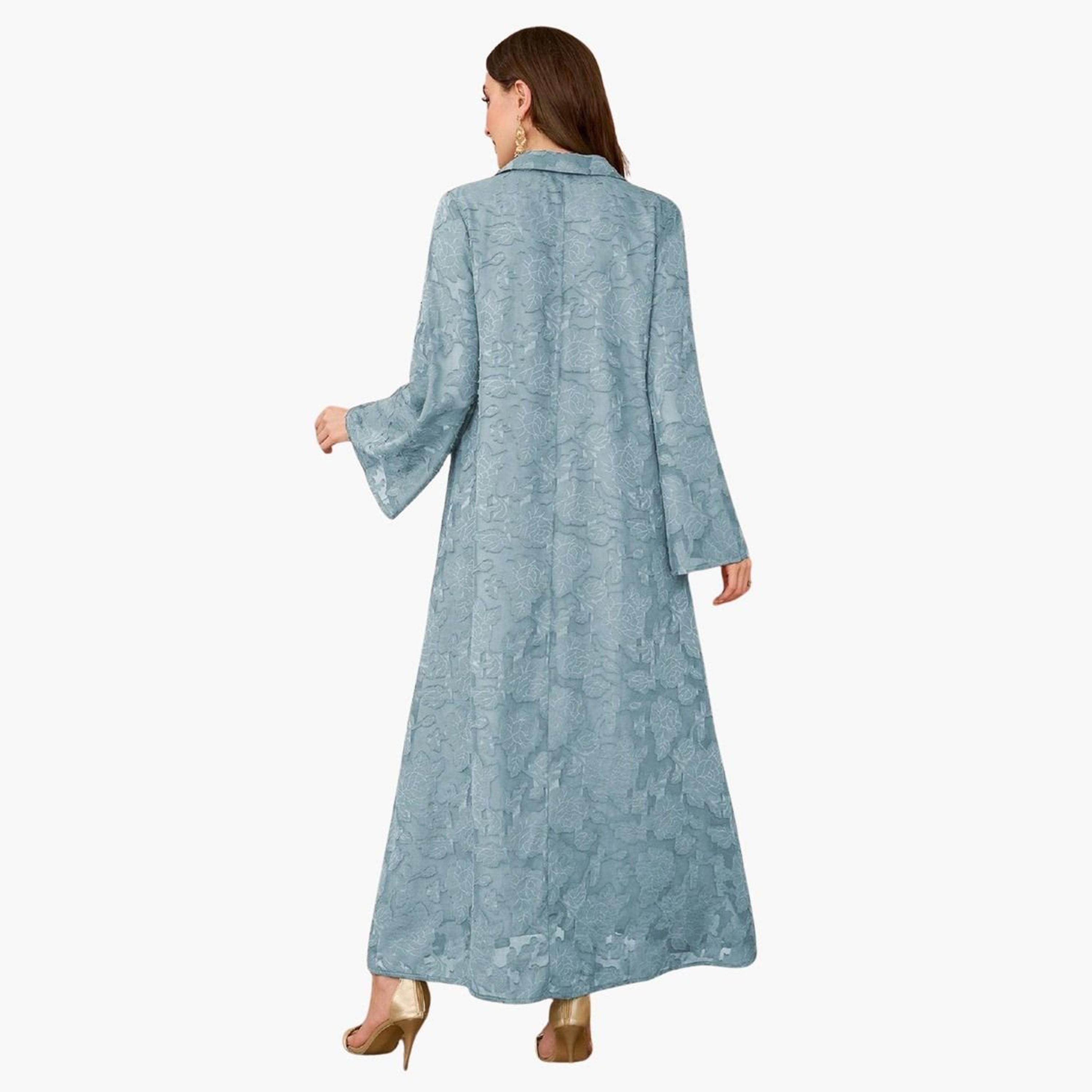 Take Two Blue Jacquard Embellished Collar Jalabiya-women-arabicclothing-jalabiyas-image-2
