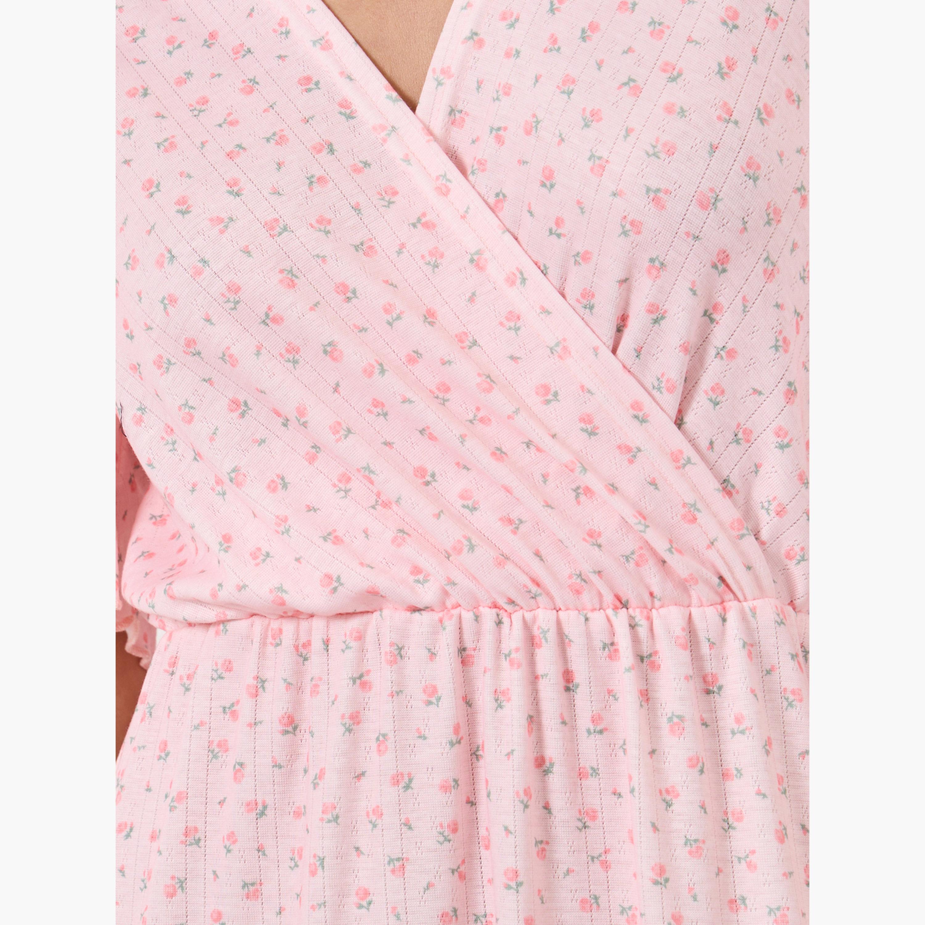 ستايلي - فستان نوم ملفوف بطبعة زهور صغيرة-women-clothing-nightwear-nighties-image-4