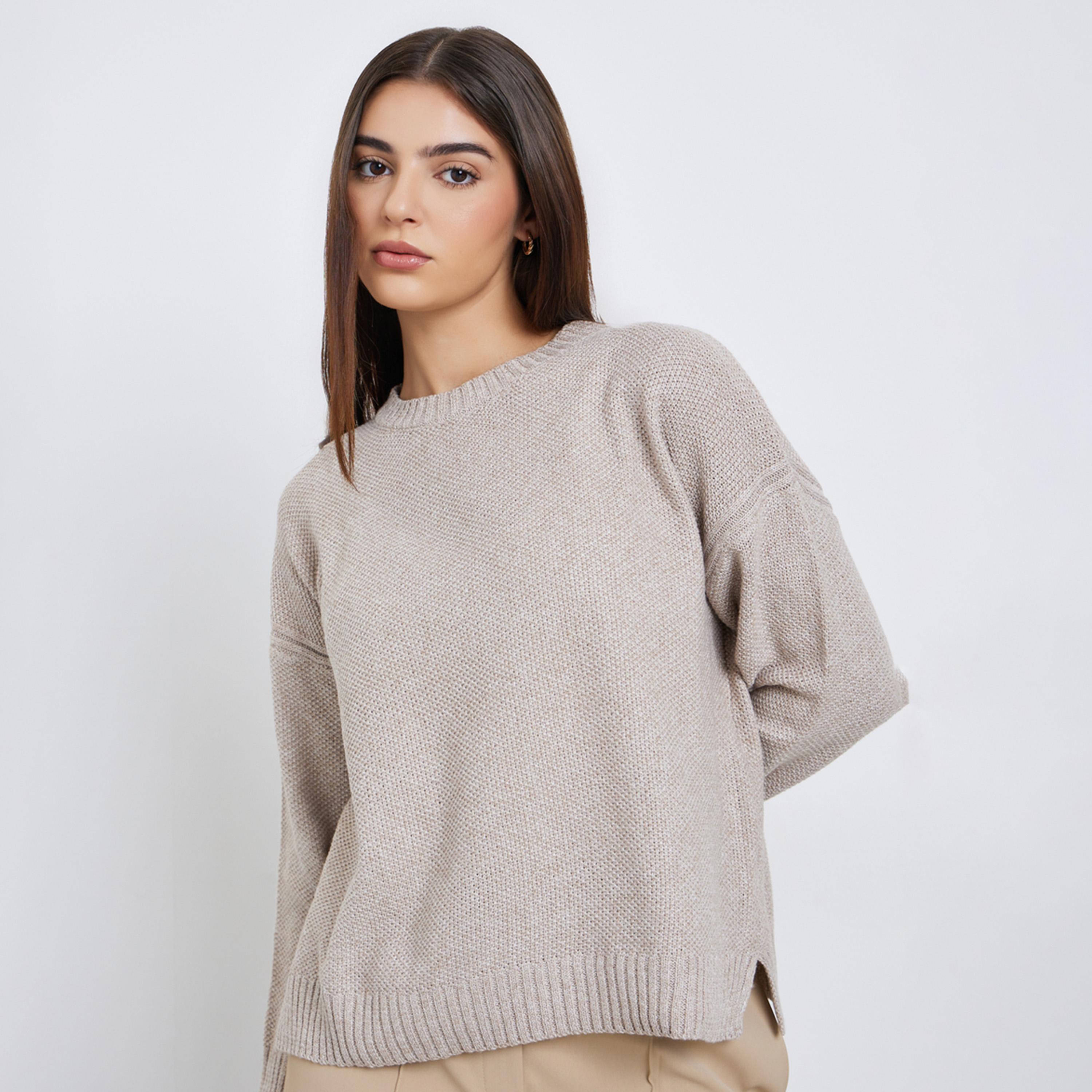 Styli Women Beige Boxy Fit Knit Sweater-women-clothing-cardigansandjumpers-jumpers-image-1