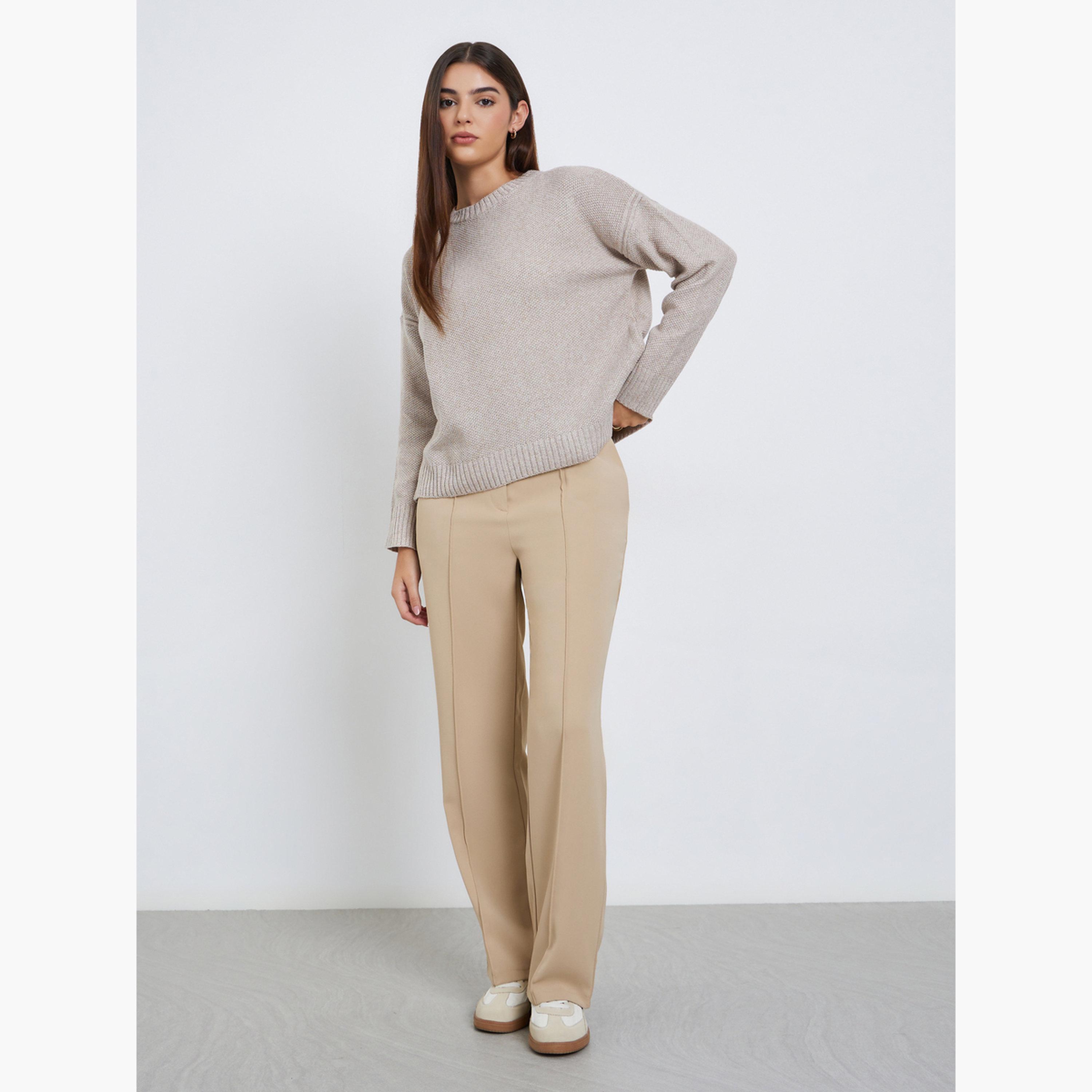 Styli Women Beige Boxy Fit Knit Sweater-women-clothing-cardigansandjumpers-jumpers-image-2