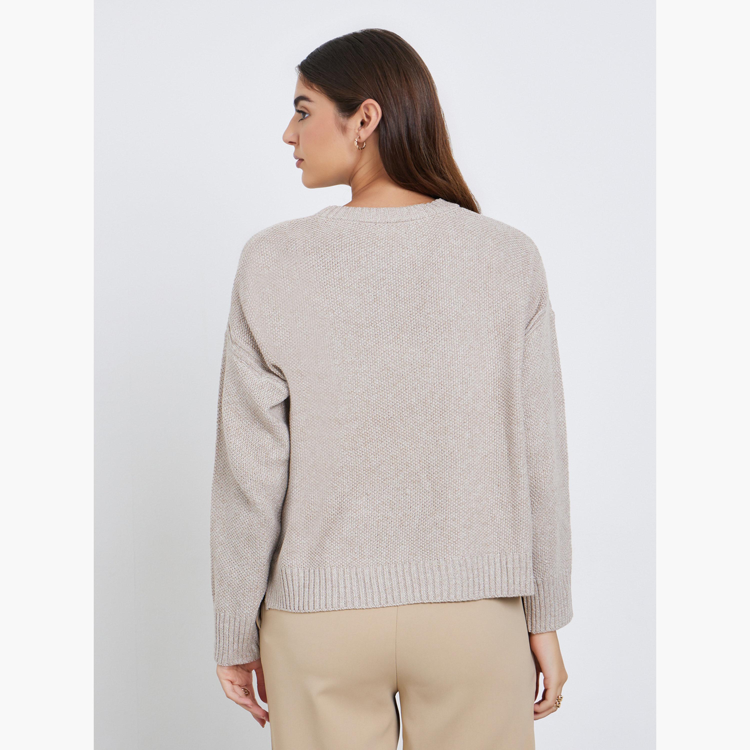 Styli Women Beige Boxy Fit Knit Sweater-women-clothing-cardigansandjumpers-jumpers-image-5
