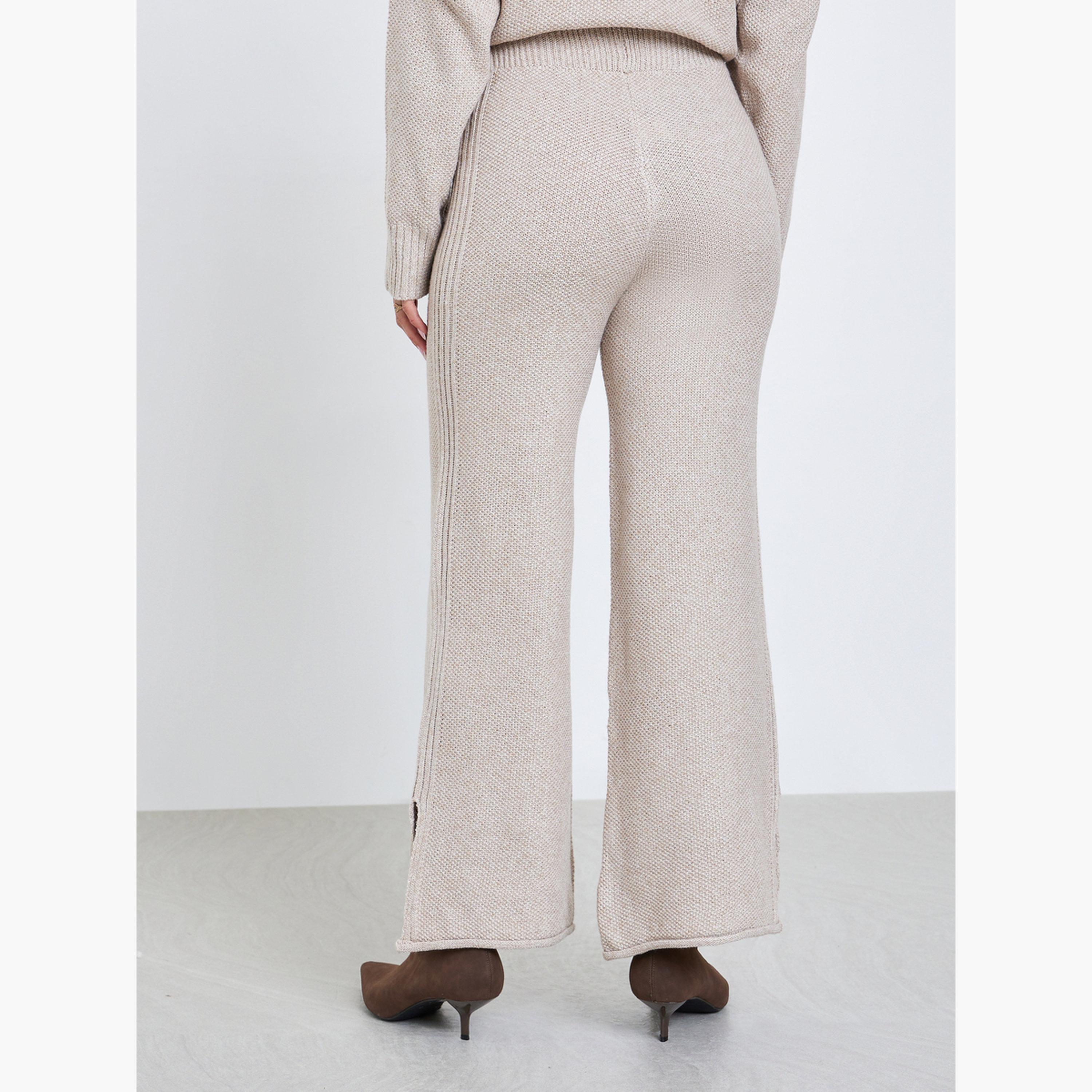 ستايلي - بنطال بيج واسع الساق محبوك ومسطح للنساء-women-clothing-bottoms-trousers-image-4