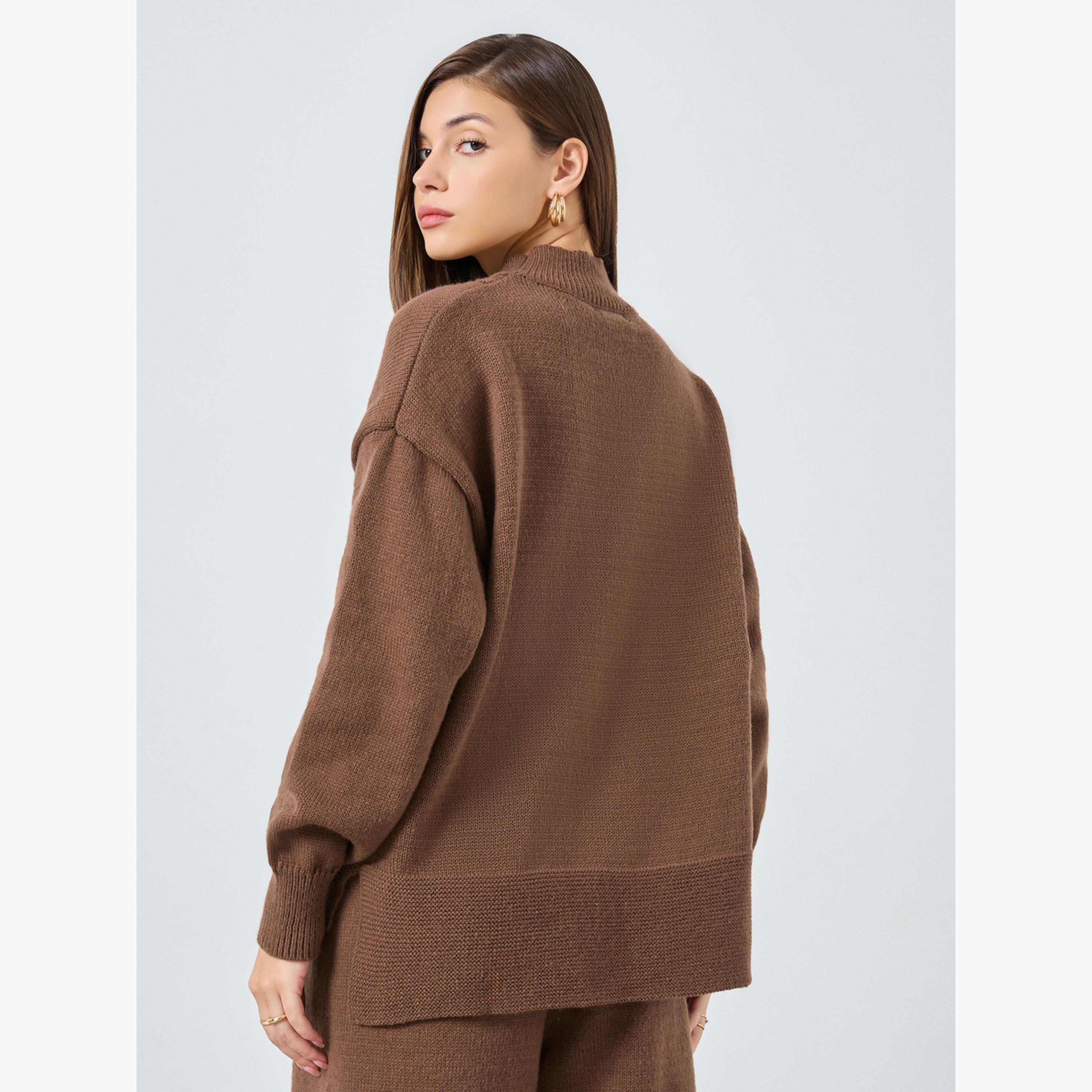 ستايلي - سترة بنية اللون بقصّة عادية نسيج الكابل للنساء -women-clothing-cardigansandjumpers-jumpers-image-4