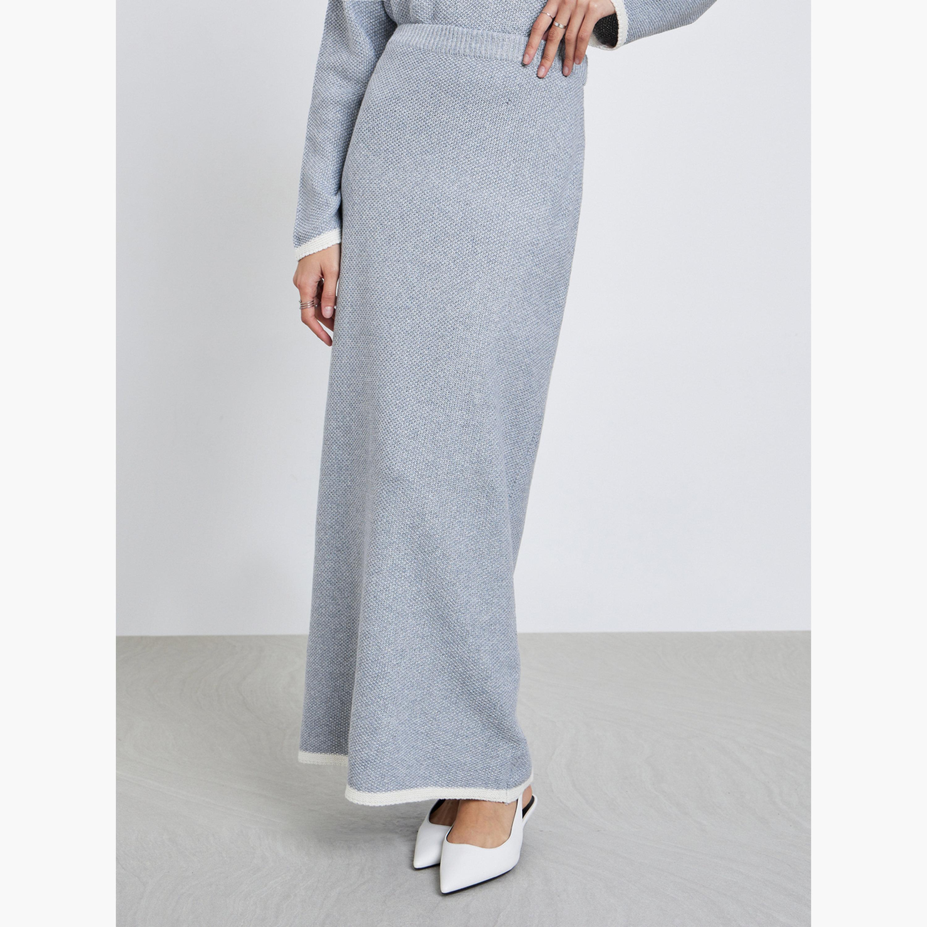 Styli Women Grey A-Line Midi Skirt-women-clothing-bottoms-skirts-image-1