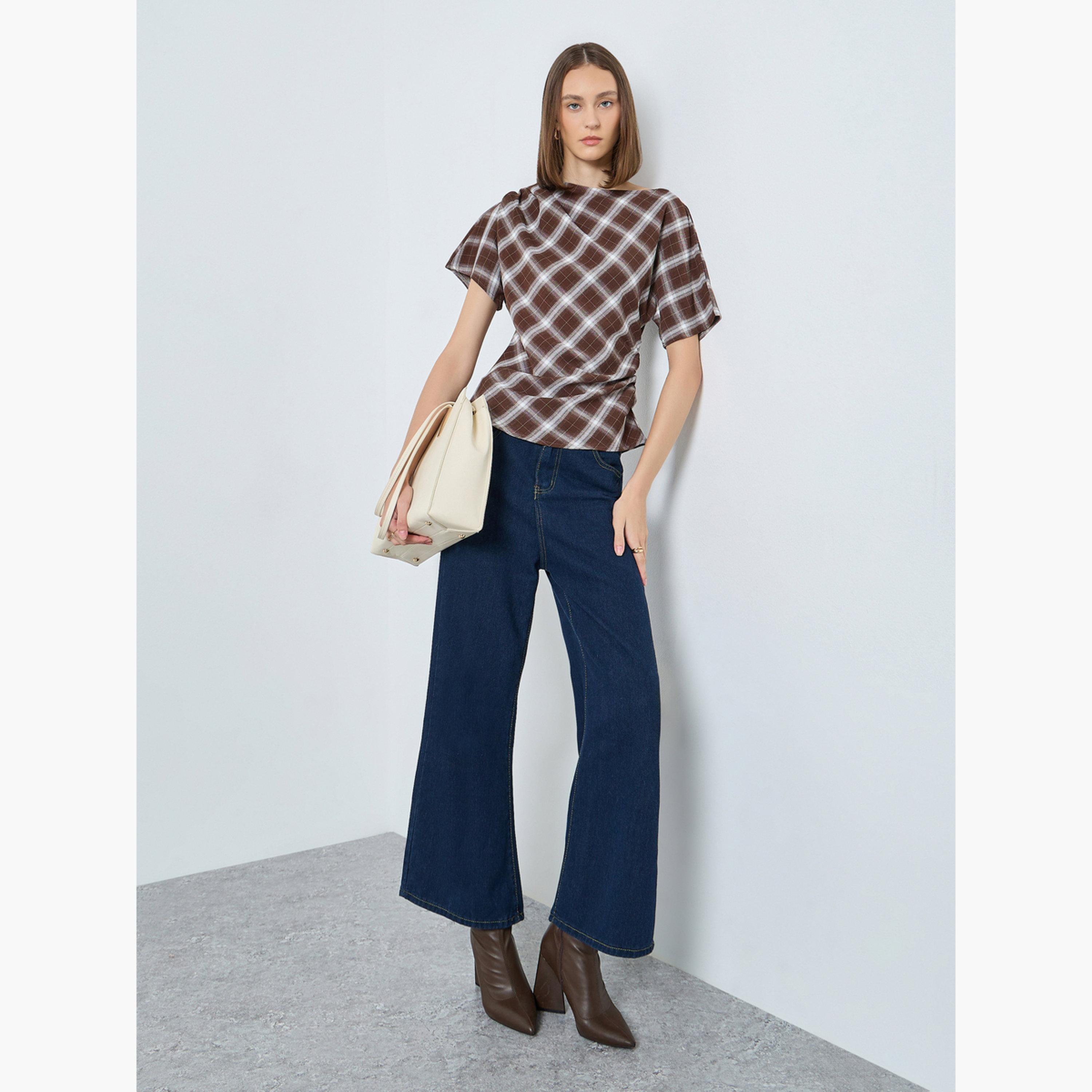 Styli Women Checked Pleated Detail Blouse-women-clothing-shirtsandblouses-blouses-image-2