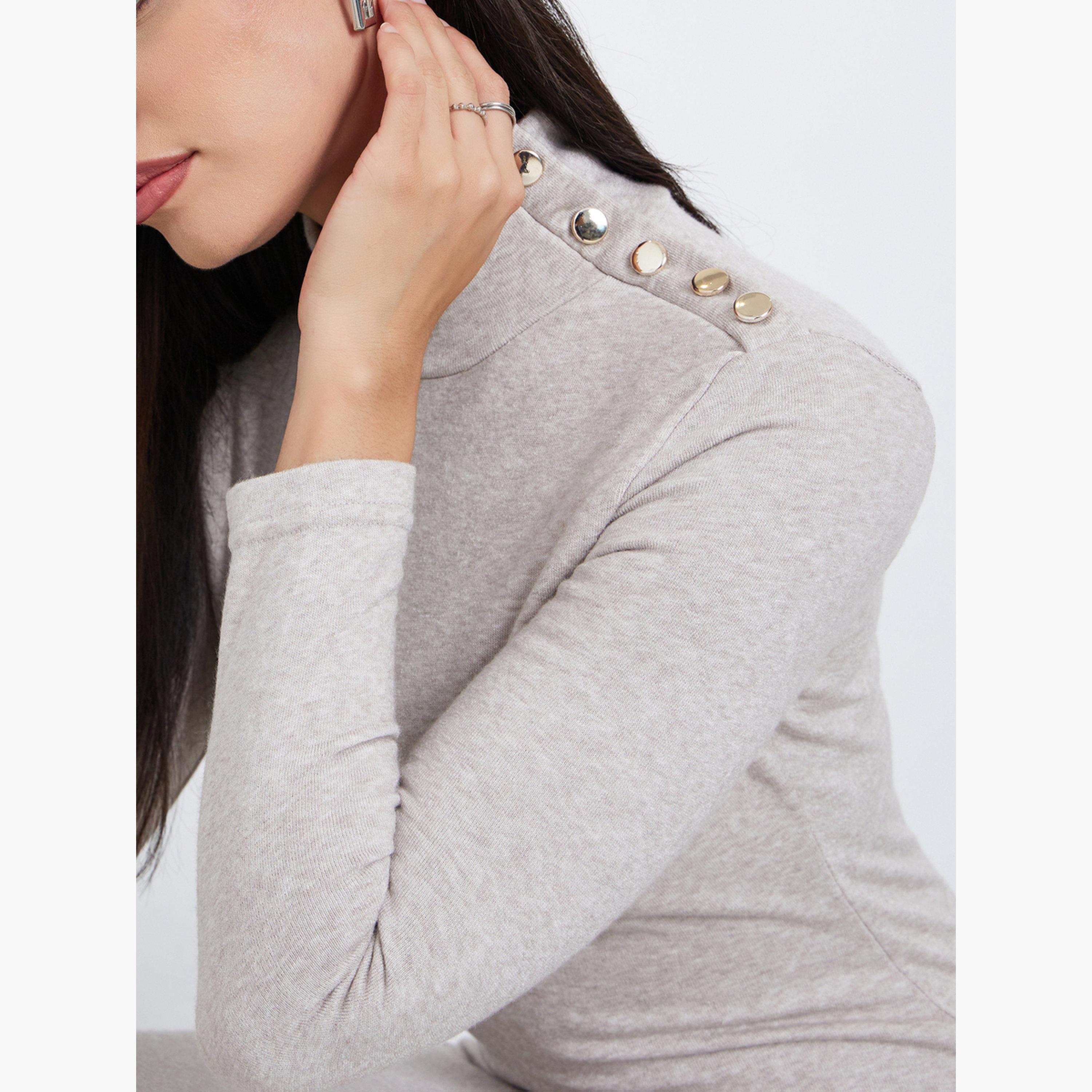 ستايلي - فستان متوسط ​​الطول ضيق لون بيج مع تفاصيل أزرار-women-clothing-dresses-image-4