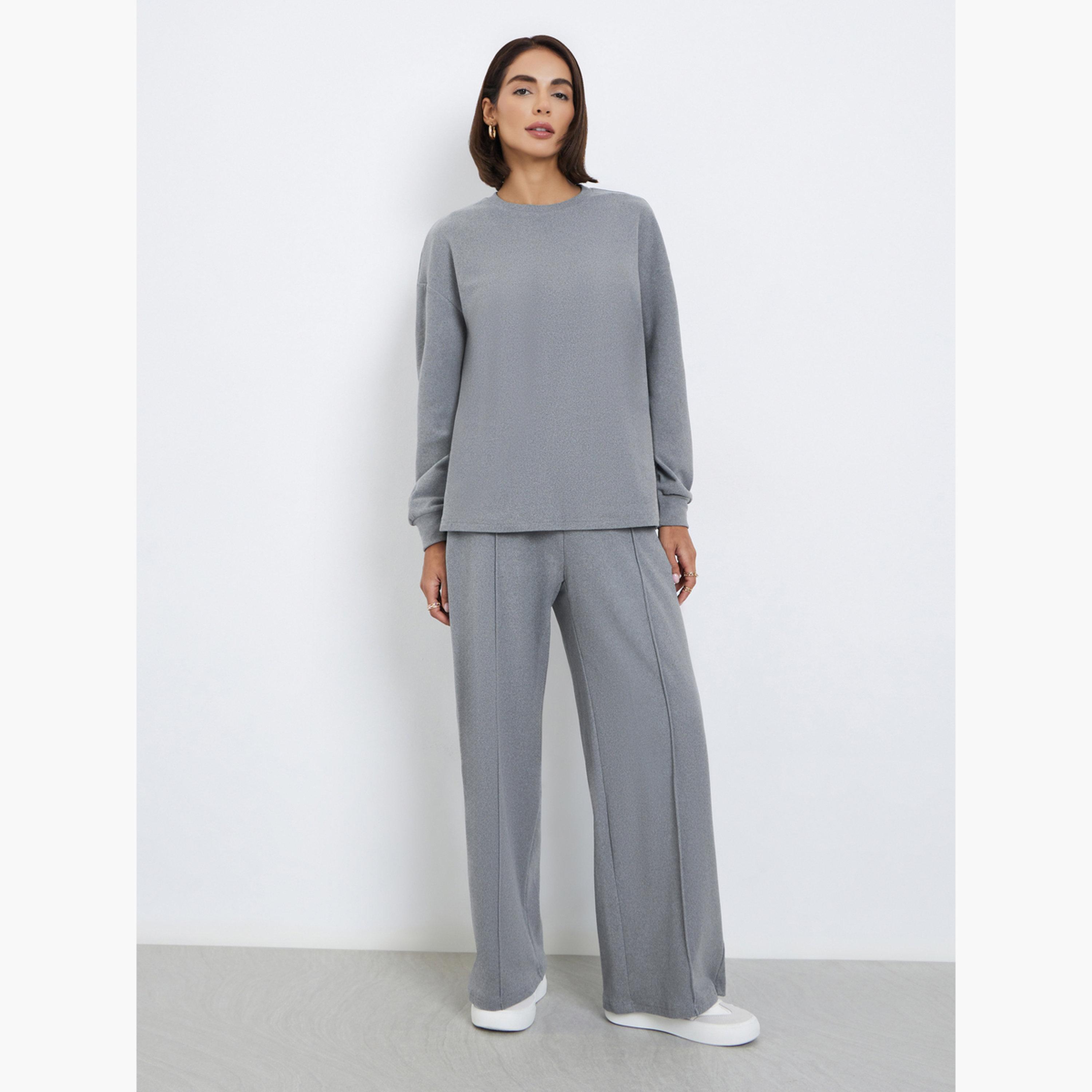 Styli Solid Round Neck Long Sleeves Women's Sweatshirt-women-winterwear-hoodiesandsweatshirts-sweatshirts-image-2