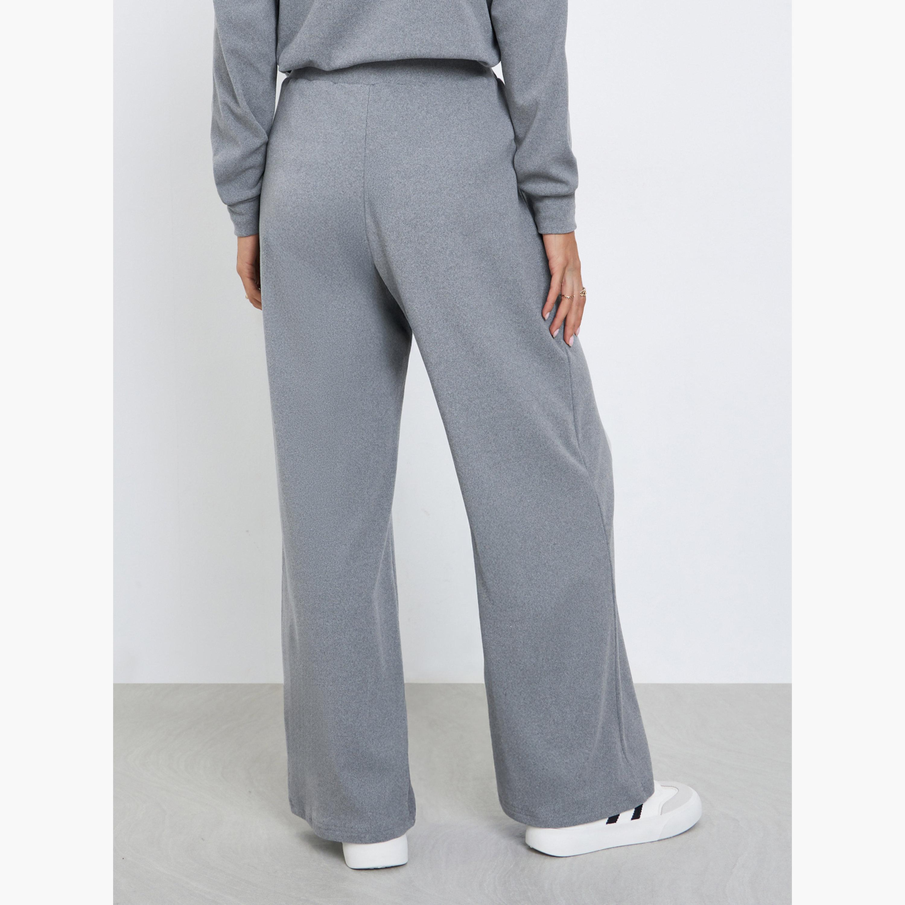 Styli Women Grey Solid Wide Leg Joggers-women-clothing-bottoms-joggers-image-3